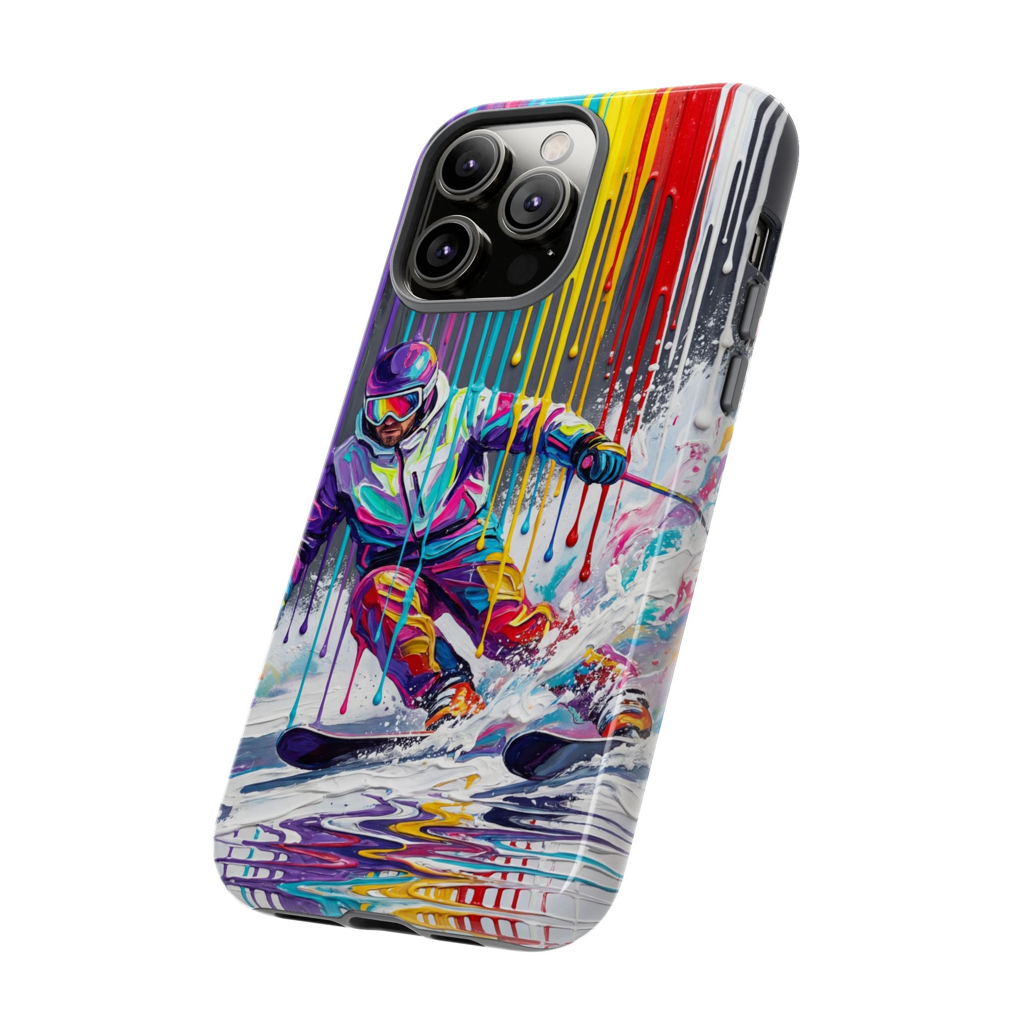 Colourful Skiing Drip Art Tough iPhone Case
