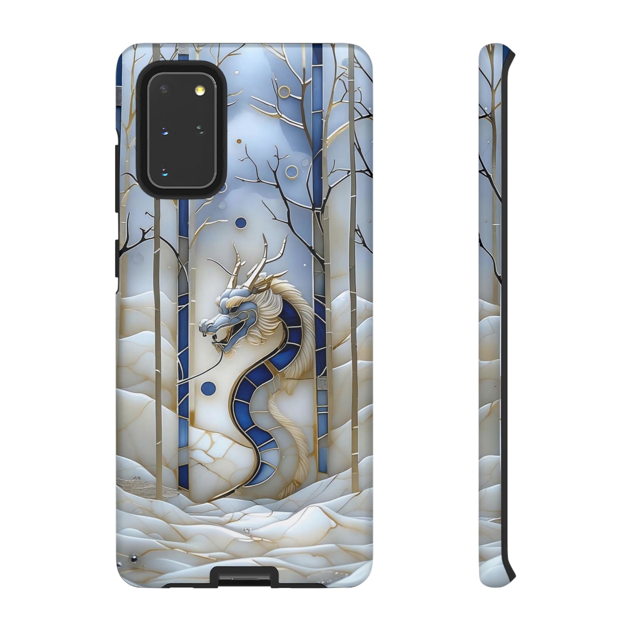 Dragon Stained Glass Samsung Galaxy Case — Blue Winter Forest Protective Cover
