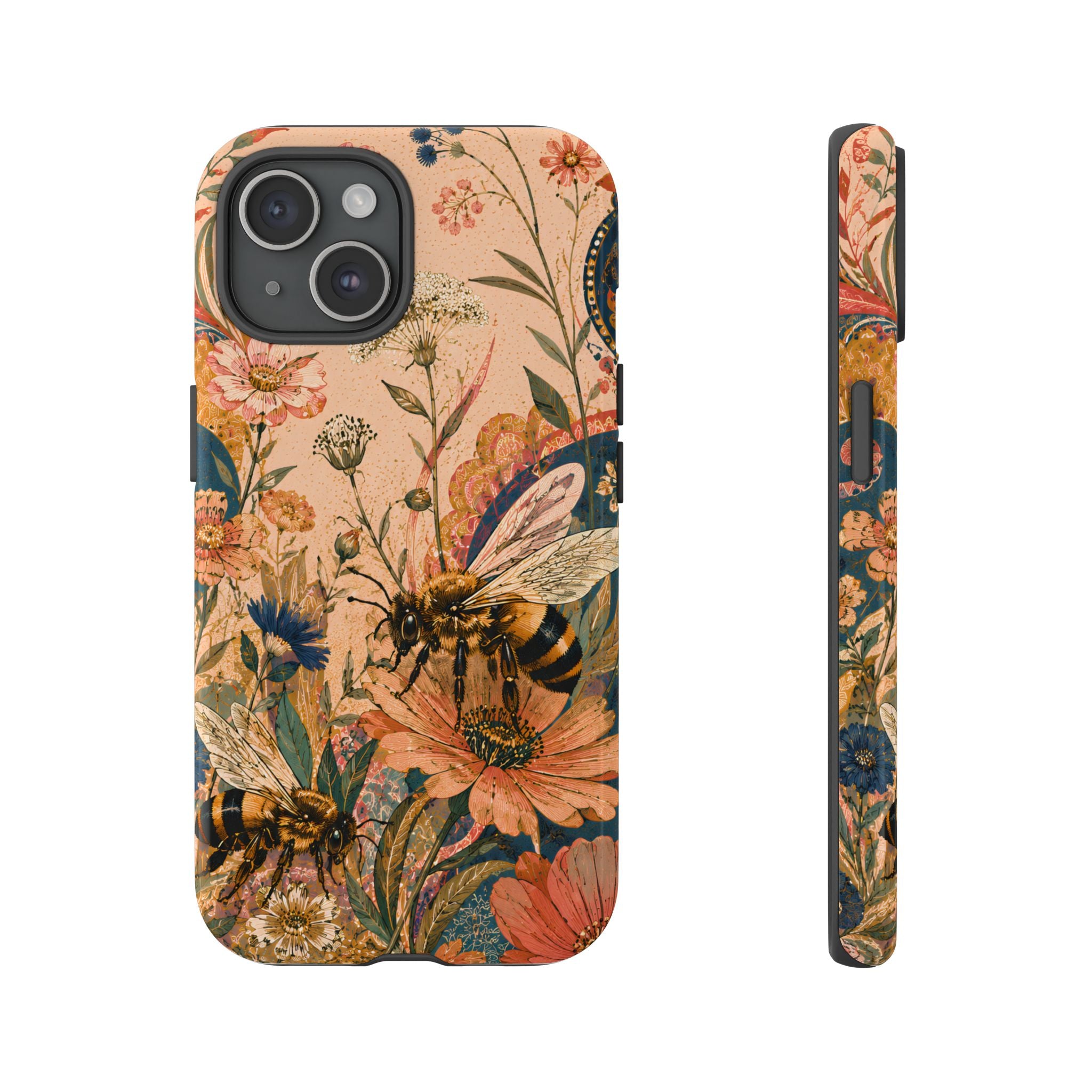 Honeybee Tough iPhone Case | Vintage Botanical Flower Cover