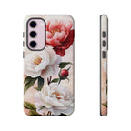 Custodia per Samsung Galaxy con motivo floreale Peony | Rosa bianca vintage