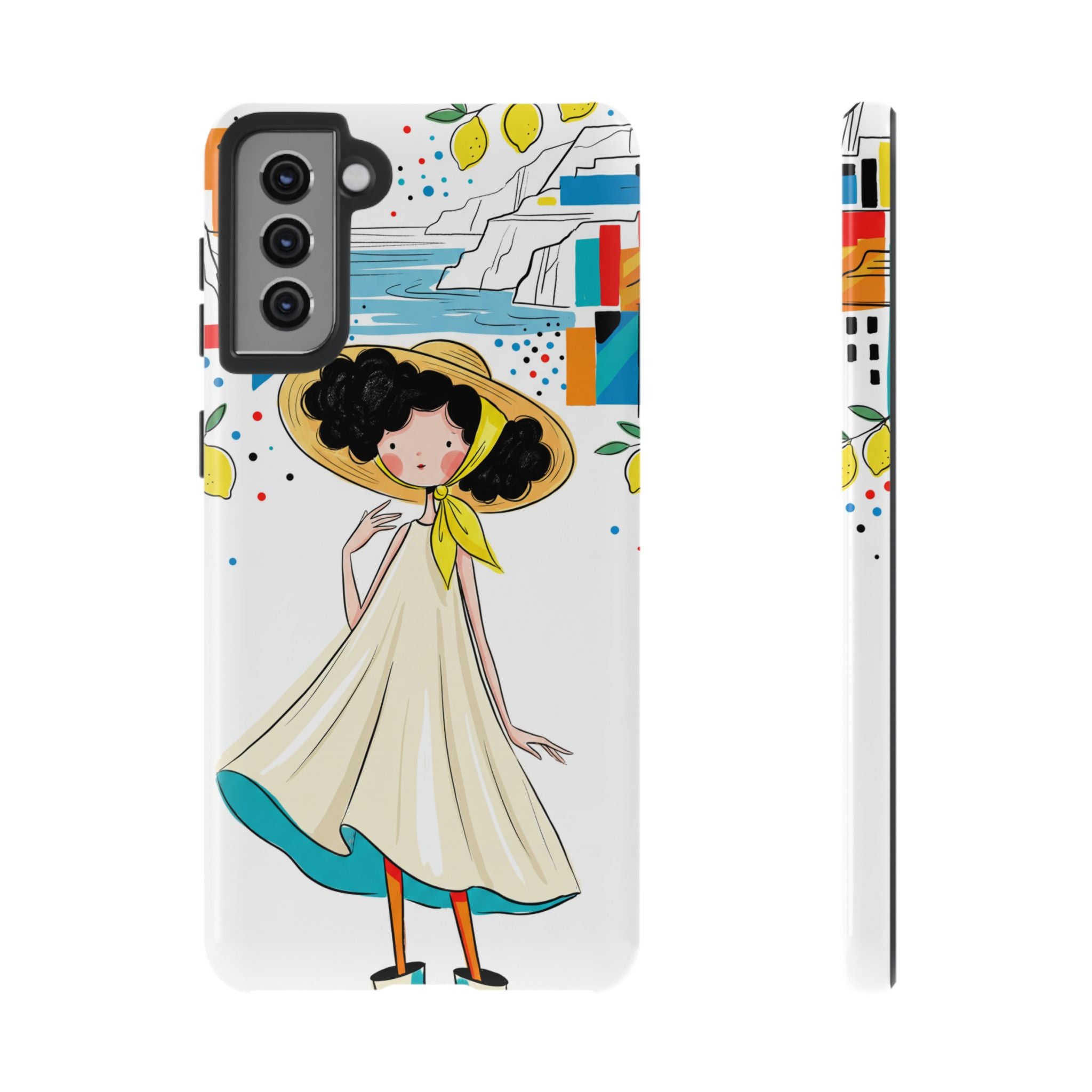 Cute Summer Girl Samsung Galaxy Phone Case | Whimsical Coastal Illustration Protective Case
