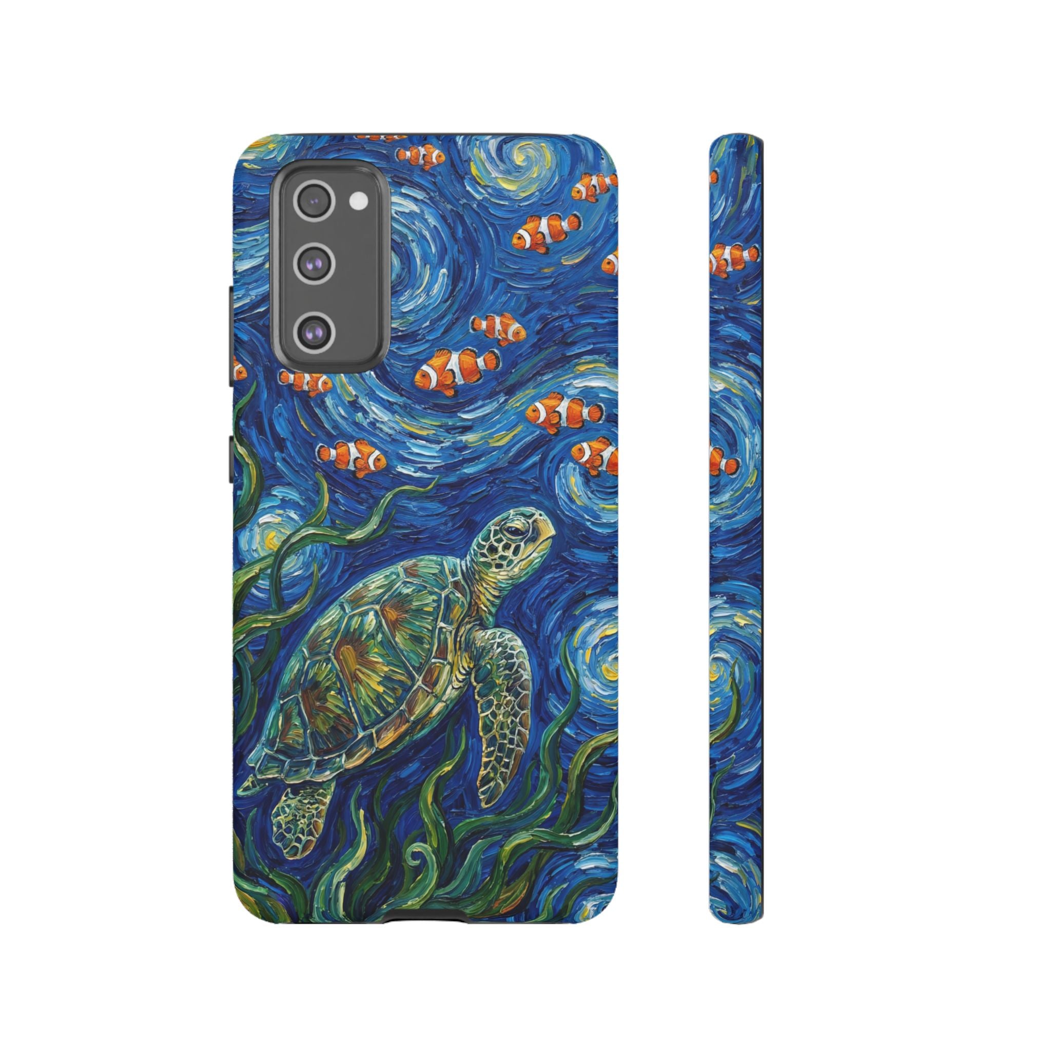 Sea Turtle & Clownfish Tough Samsung Galaxy Case | Van Gogh Style Ocean Art