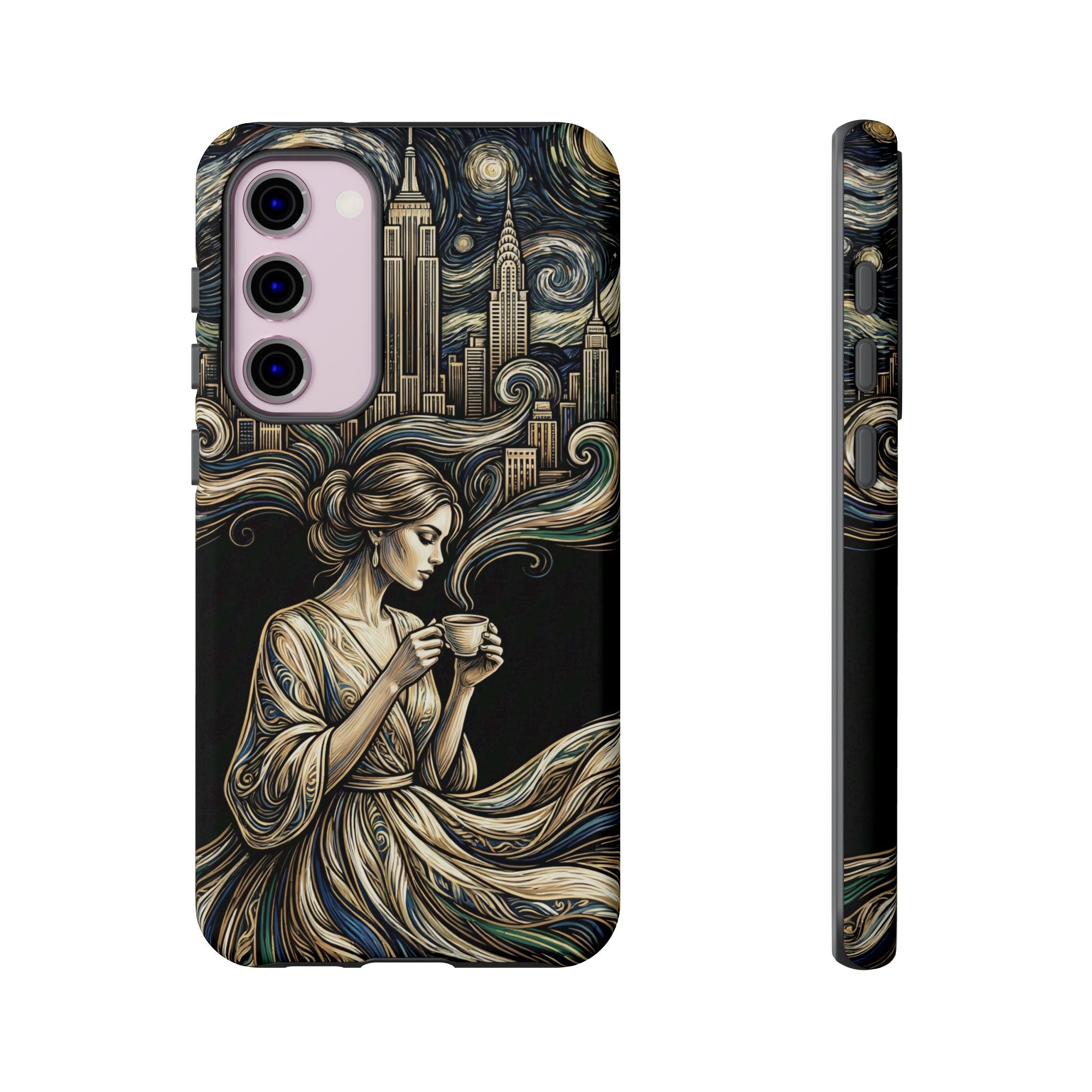 Vintage Cityscape Woman Tea Art Samsung Galaxy Phone Case