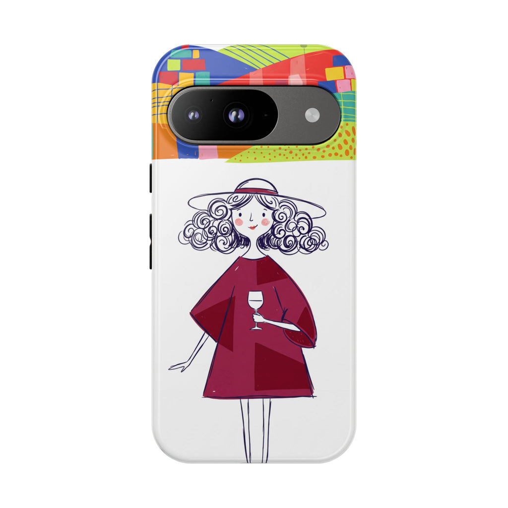 Colourful Artistic Wine Lady Google Pixel Phone Case