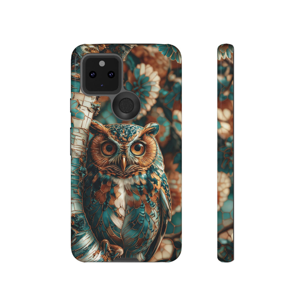 Owl Forest Tough Google Pixel Case | Teal & Brown Rustic Wildlife Protective Cover