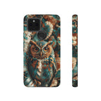 Owl Forest Tough Google Pixel Case | Teal & Brown Rustic Wildlife Protective Cover