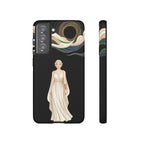 Art Nouveau Goddess Samsung Galaxy Phone Case | Elegant Woman Illustration on Black
