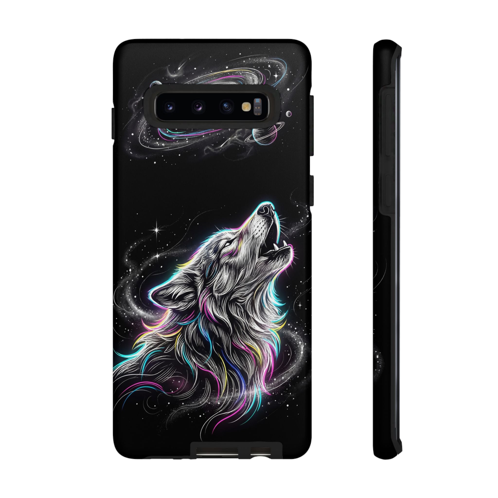 Wolf Galaxy Tough Samsung Galaxy Phone Case | Colorful Howling Wolf Space Design