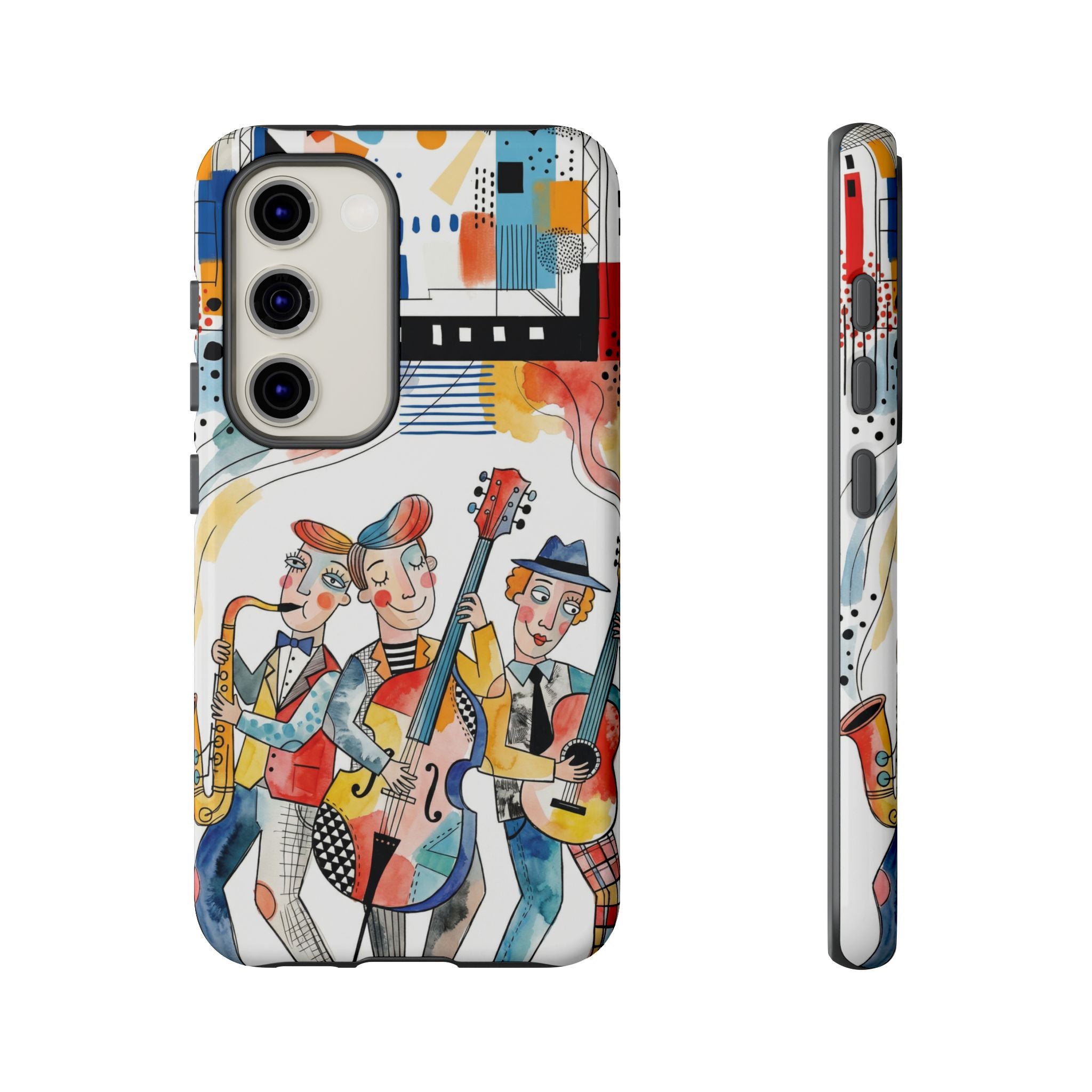 Musical Trio Illustrated Samsung Galaxy Phone Case | Colorful Jazz Band Art Phone Cover