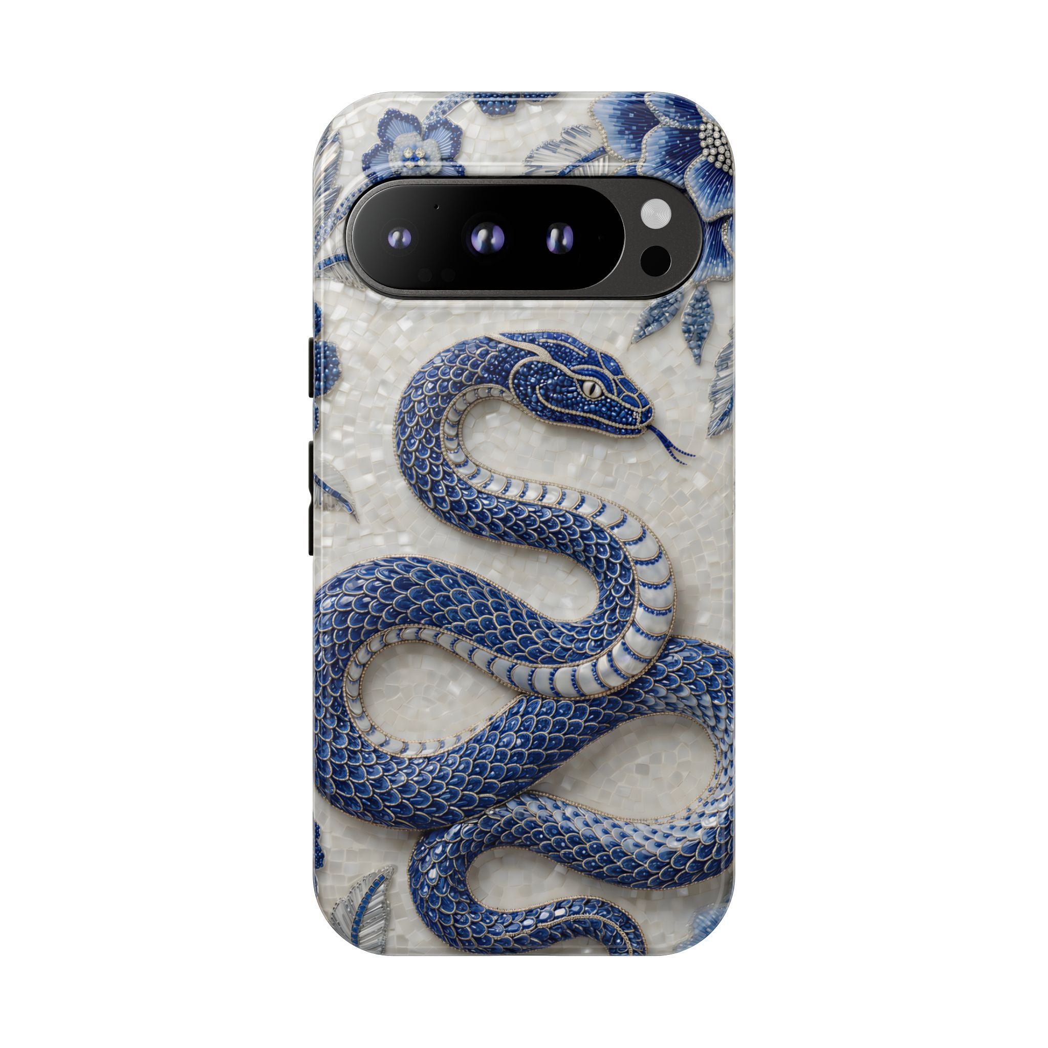 Asian Zodiac Snake Google Pixel Phone Case | Blue & White Porcelain Slim Shockproof Case | Year of the Snake