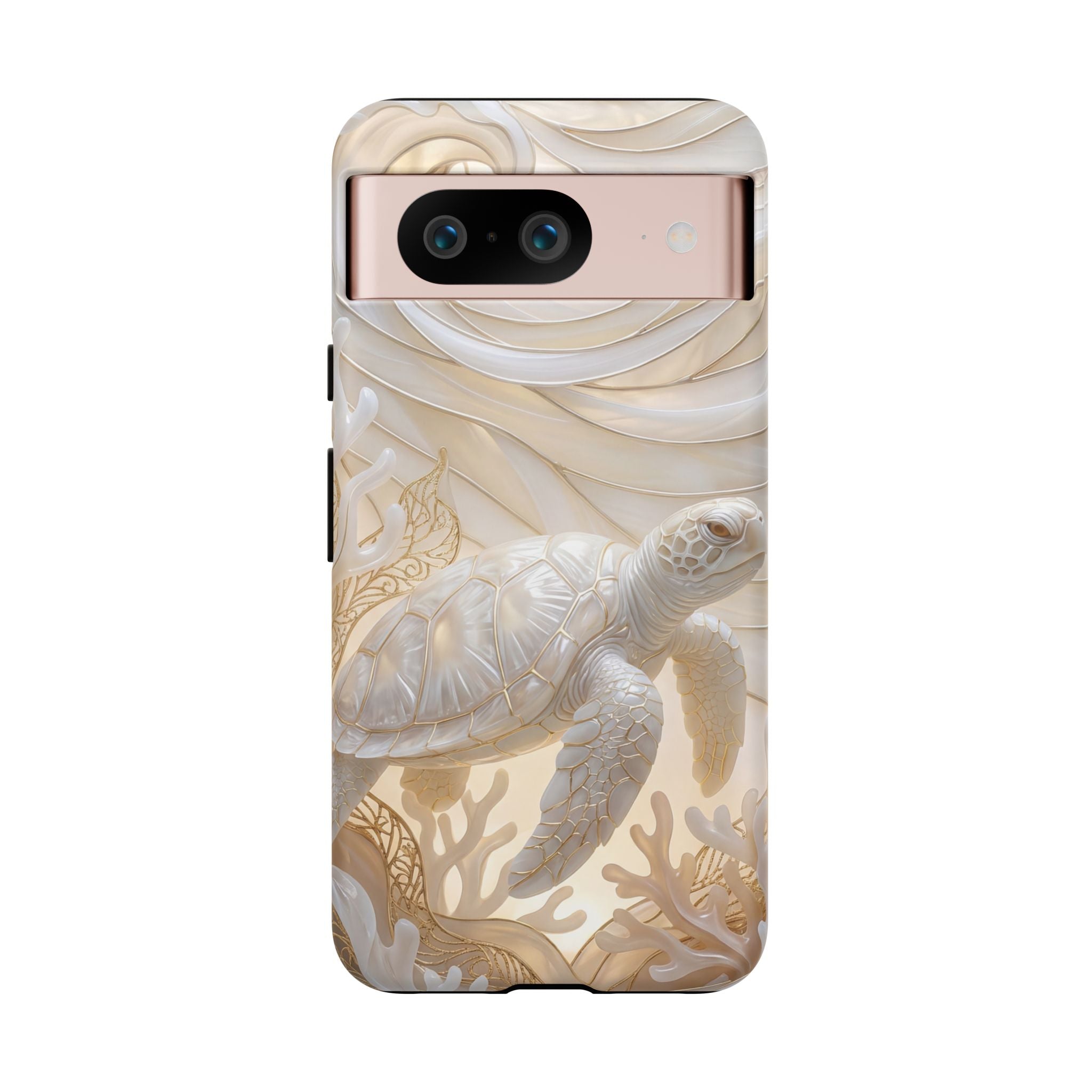 Sea Turtle Tough Google Pixel Case — Elegant Nautical Coral Design