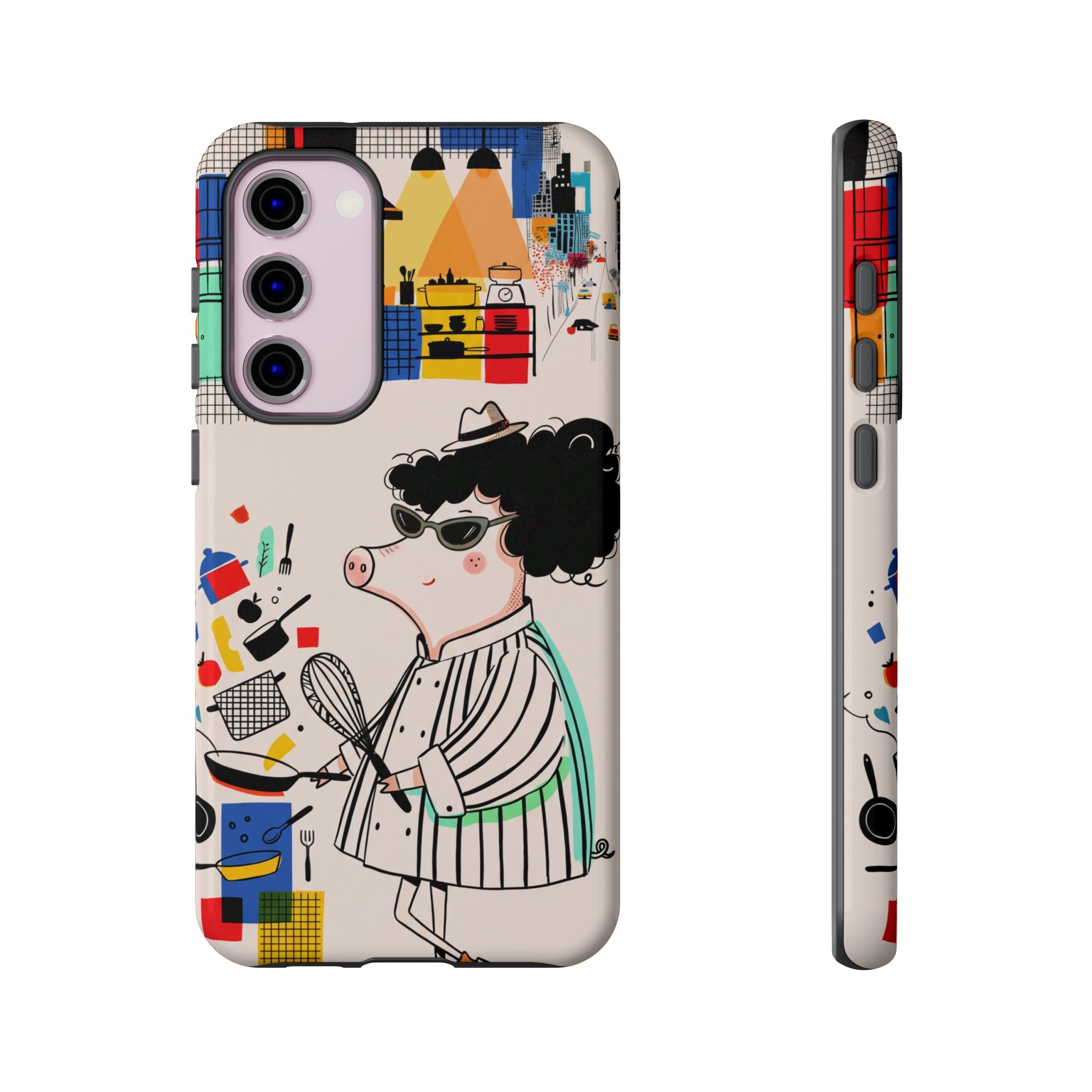 Cute Chef Pig Samsung Galaxy Phone Case | Quirky Cartoon Kitchen Art Tough Case