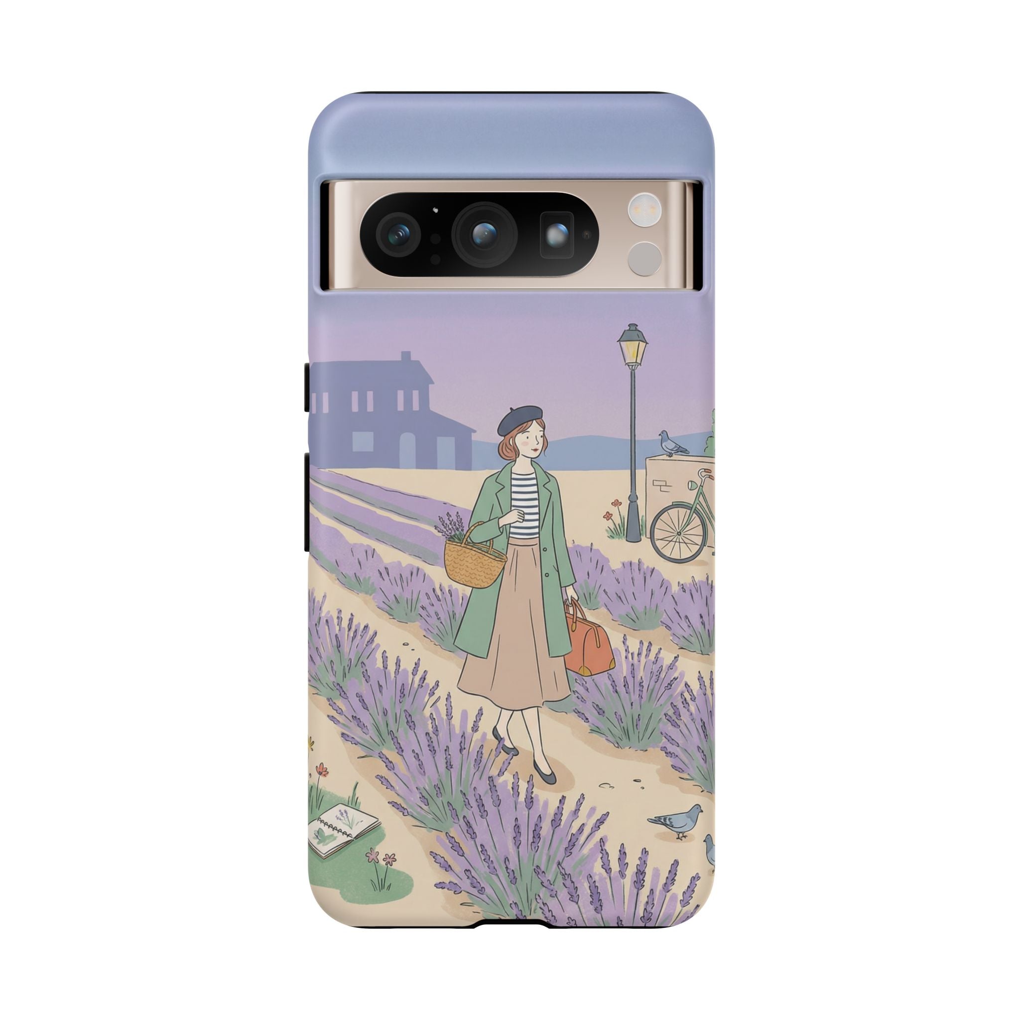 Lavender Field Google Pixel Phone Case | Vintage Travel Illustration Protective Case