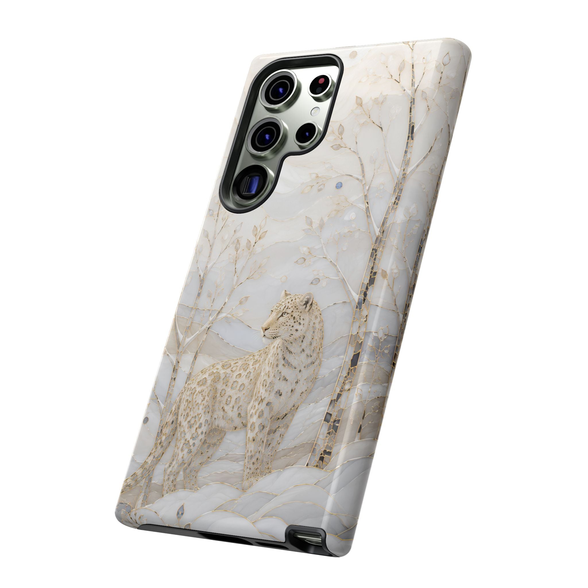 Snow Leopard Samsung Galaxy Phone Case | Winter Forest Phone Case