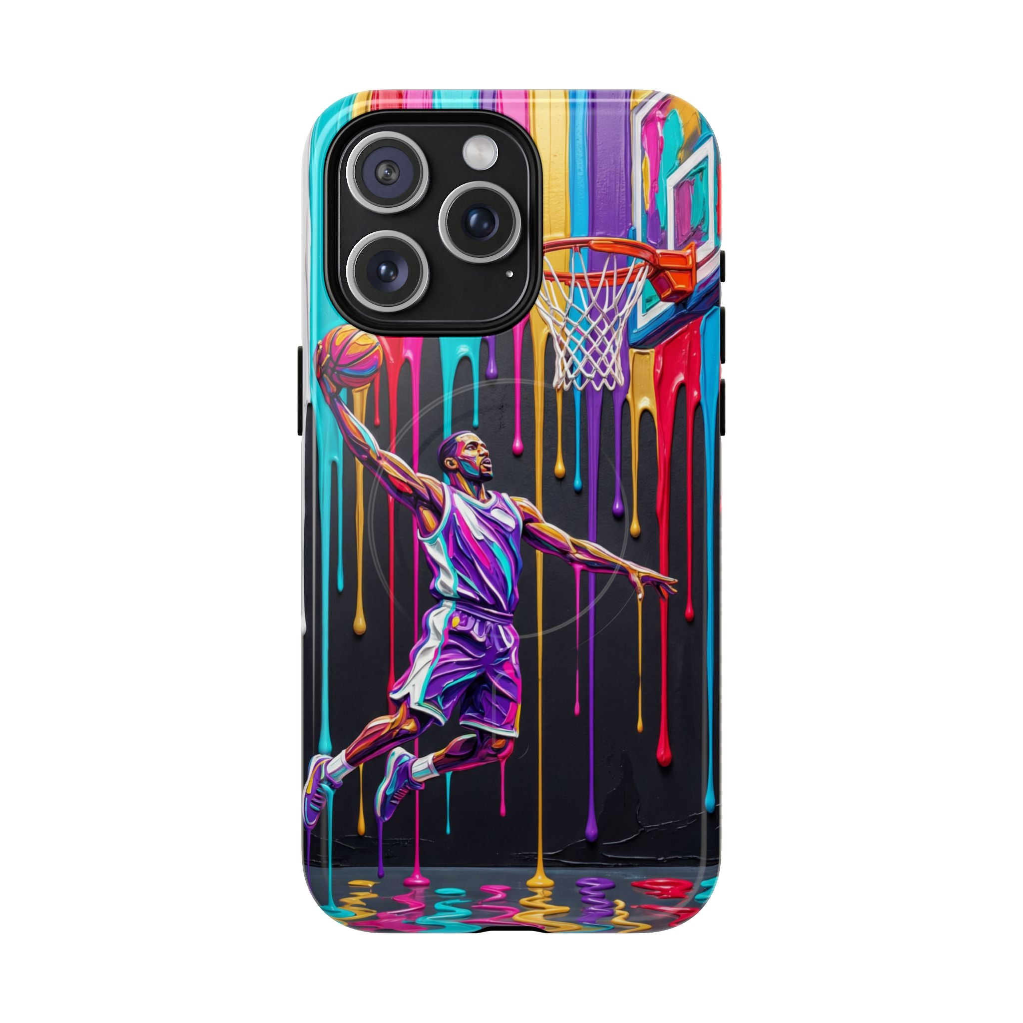 Color Splash Basketball MagSafe iPhone Case | Vibrant Drip Dunk Design
