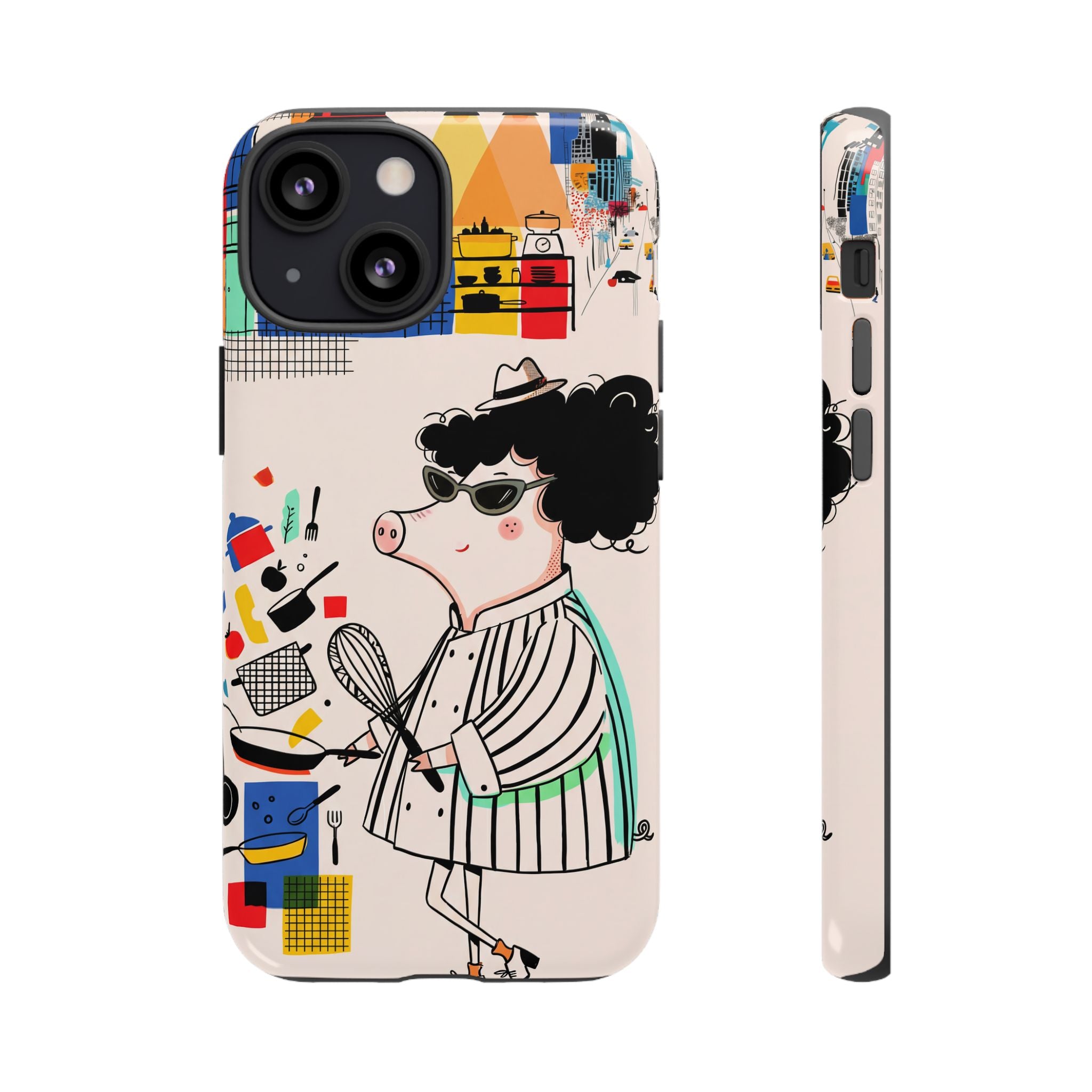Cute Chef Pig iPhone Case | Quirky Cartoon Kitchen Art Tough Case