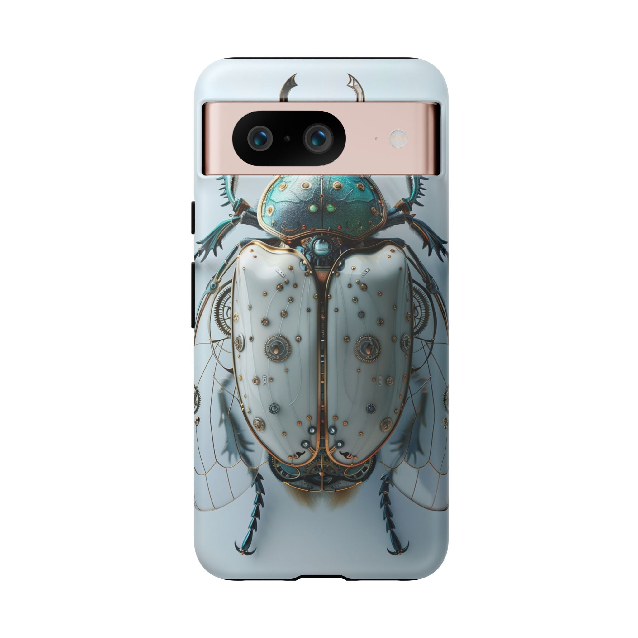 Steampunk White Beetle Protective Tough Google Pixel Case
