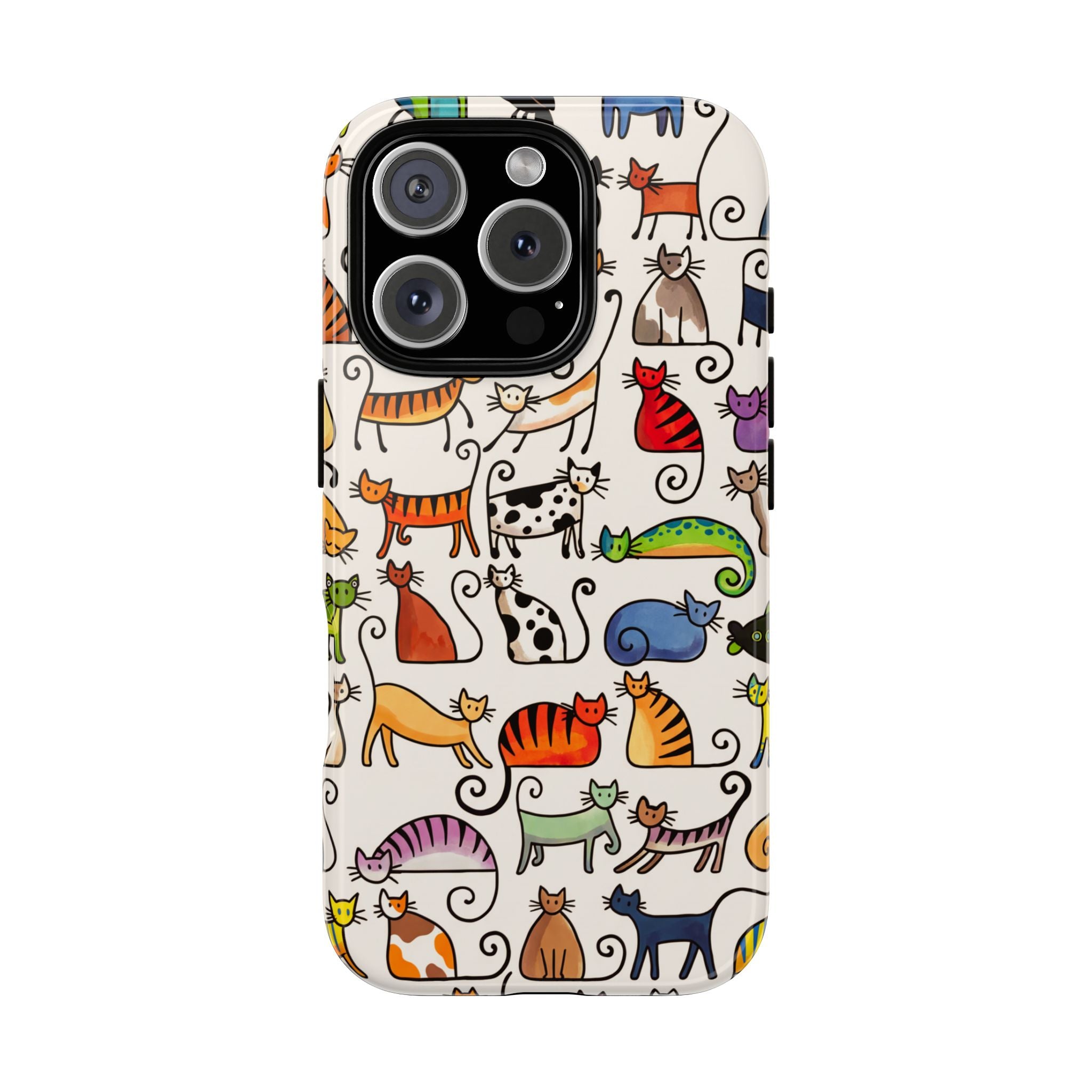 Cat Pattern Tough iPhone Case | Colourful Cartoon Cats