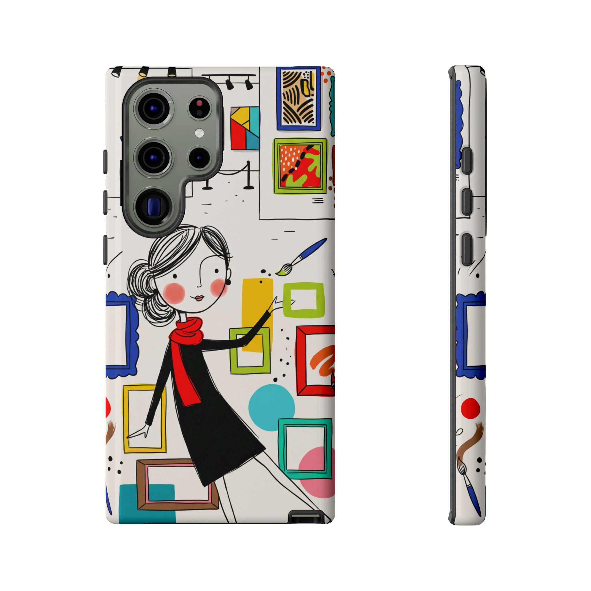 Art Gallery Illustration Samsung Galaxy Phone Case | Cute Woman with Frames Design