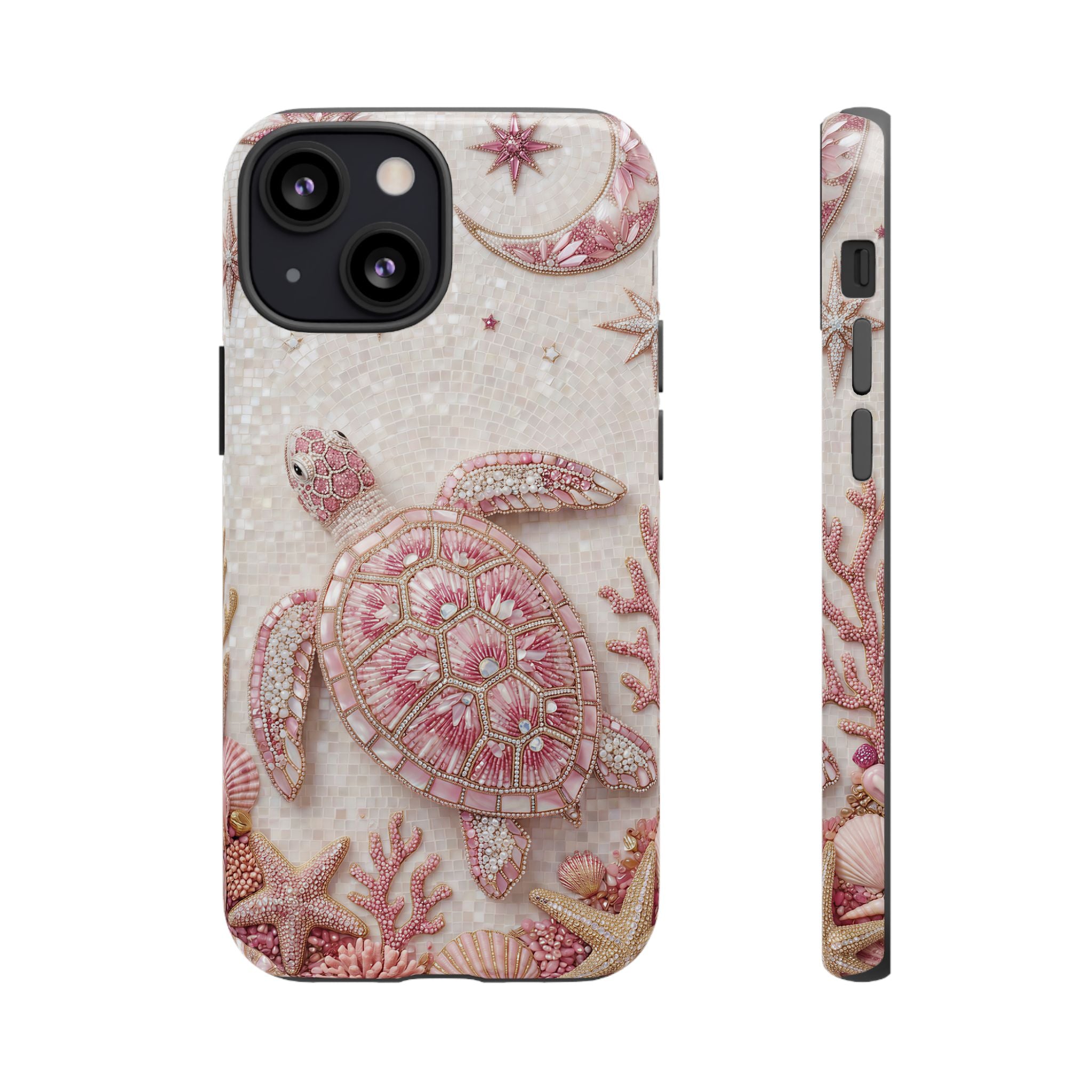 Pink Sea Turtle Shell Beachy Protective iPhone Case Cover