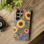 Sunflower & Wildflower Pattern Tough Samsung Phone Case