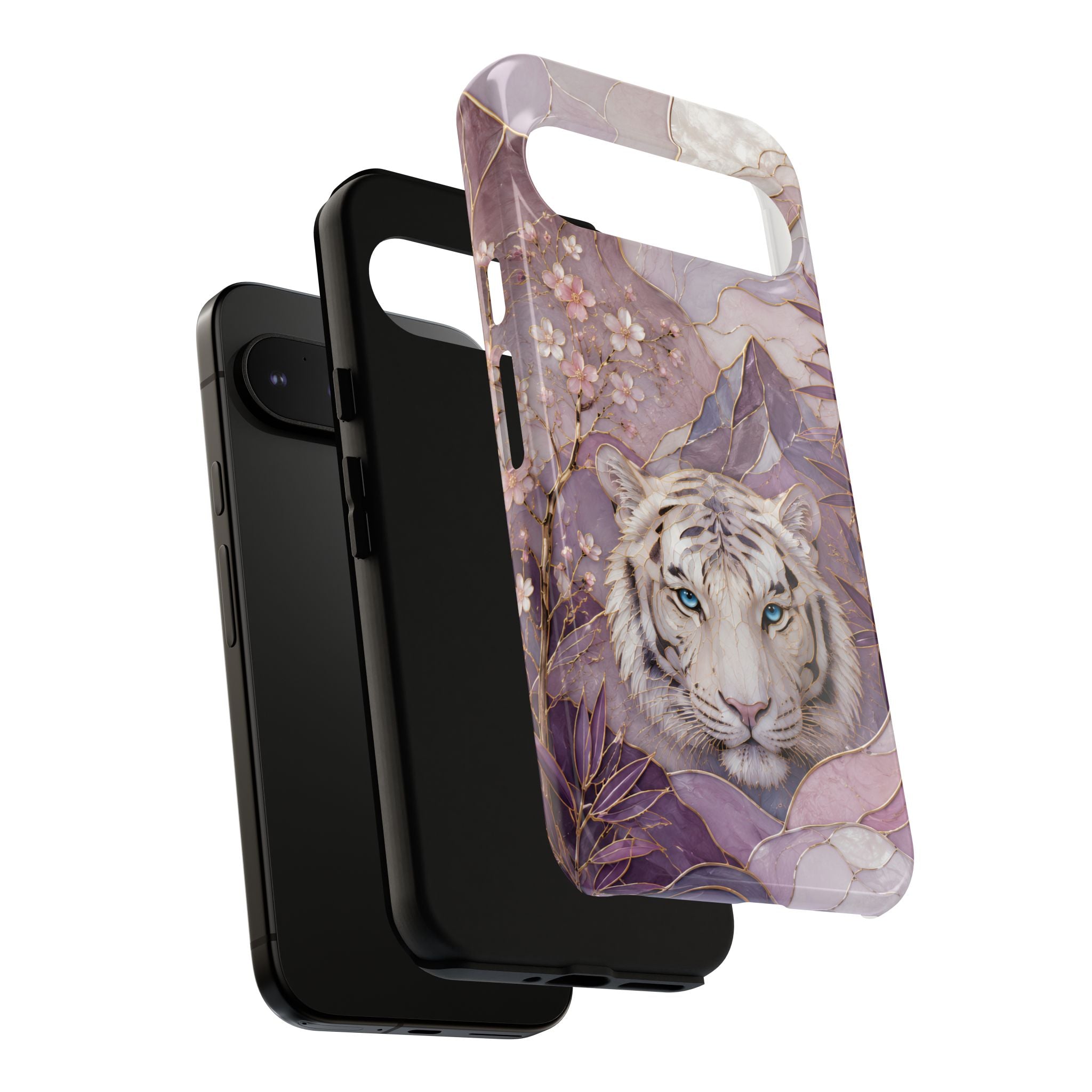 White Tiger Google Pixel Phone Case | Cherry Blossom Art Cover