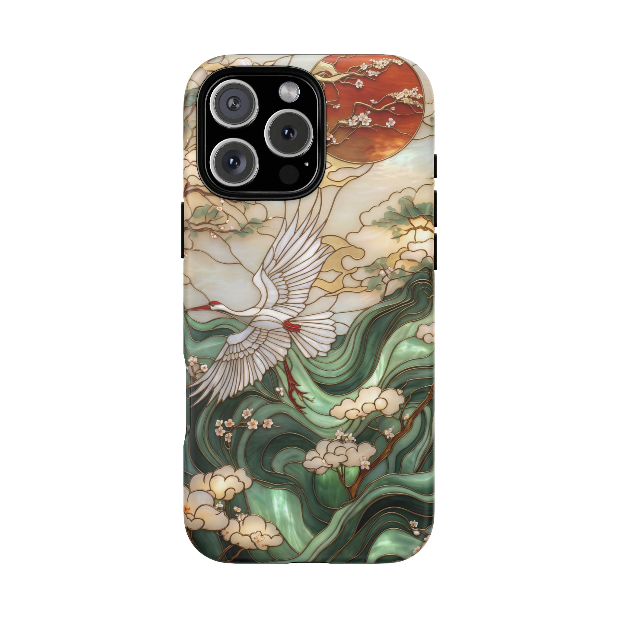 Cranes & Waves Protective iPhone Case | Japanese-Inspired Art Phone Cover