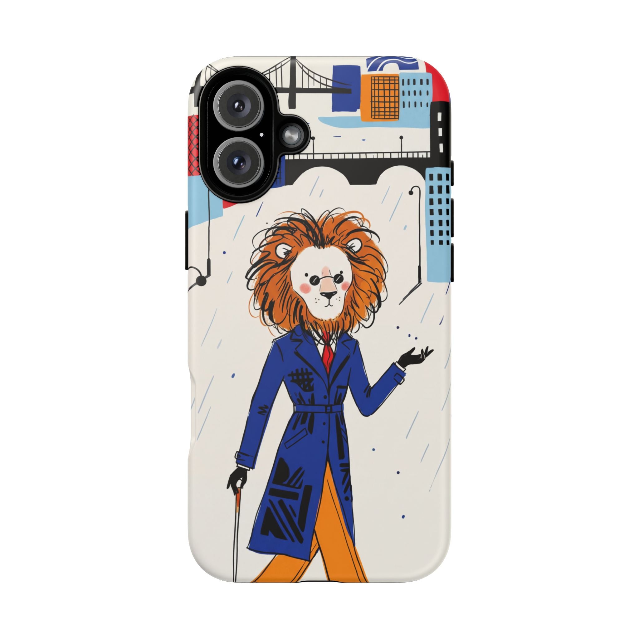 Lion Gentleman iPhone Case | Dapper Lion in City Rain