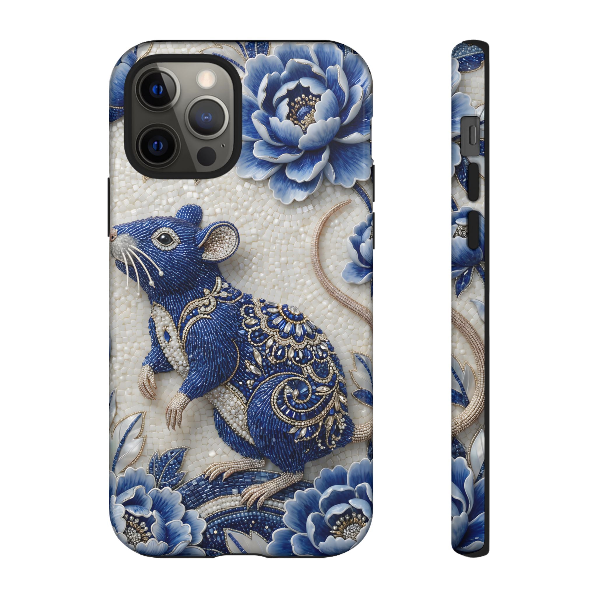 Asian Zodiac Rat iPhone Case | Blue & White Porcelain Art Slim Protective iPhone Case | Year of the Rat Gift