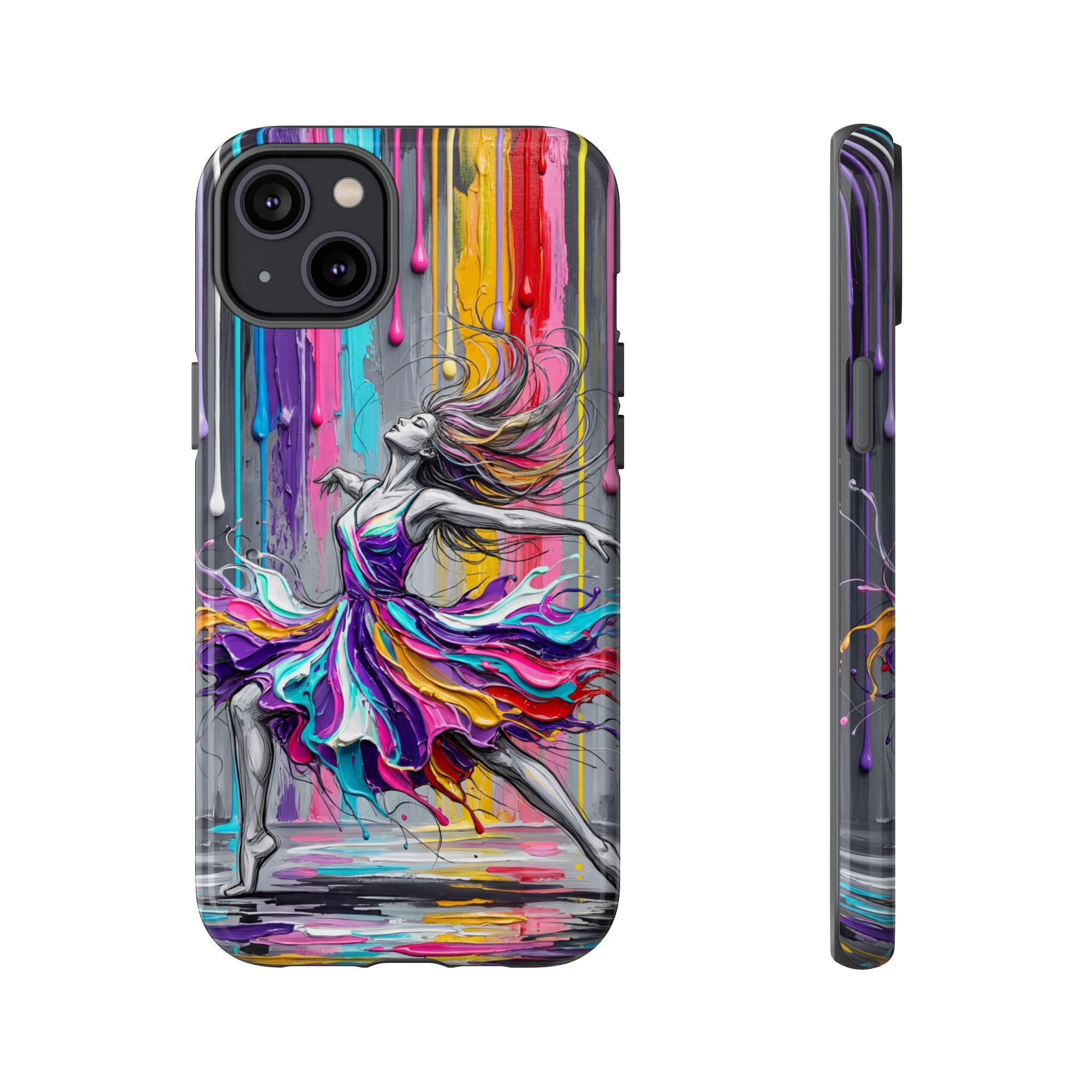 Colorful Dancer Tough iPhone Case | Vibrant Drip Art Protective Cover