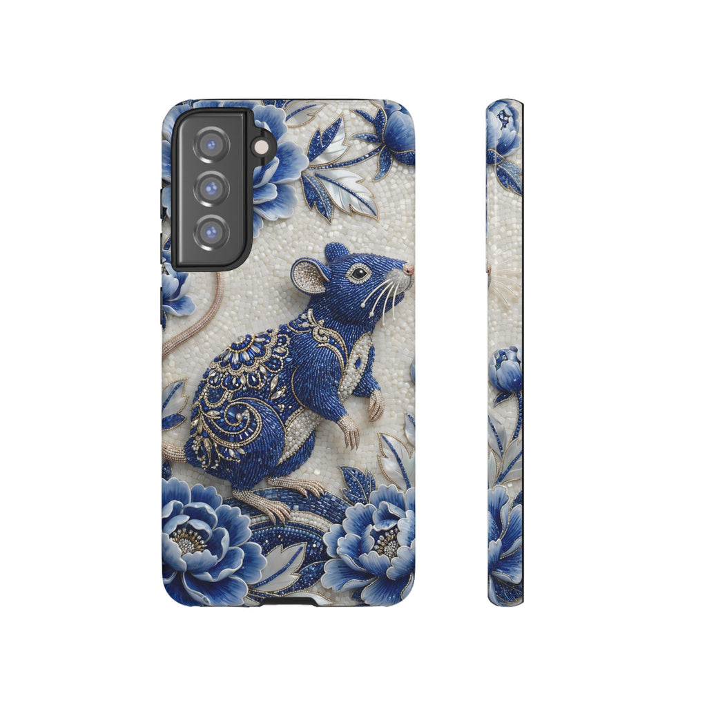 Asian Zodiac Rat Samsung Galaxy Phone Case | Blue & White Porcelain Art Slim Protective iPhone Case | Year of the Rat Gift