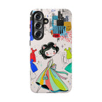 Retro Fashion Cat Girl Samsung Galaxy Phone Case | Cute Dress & City Print
