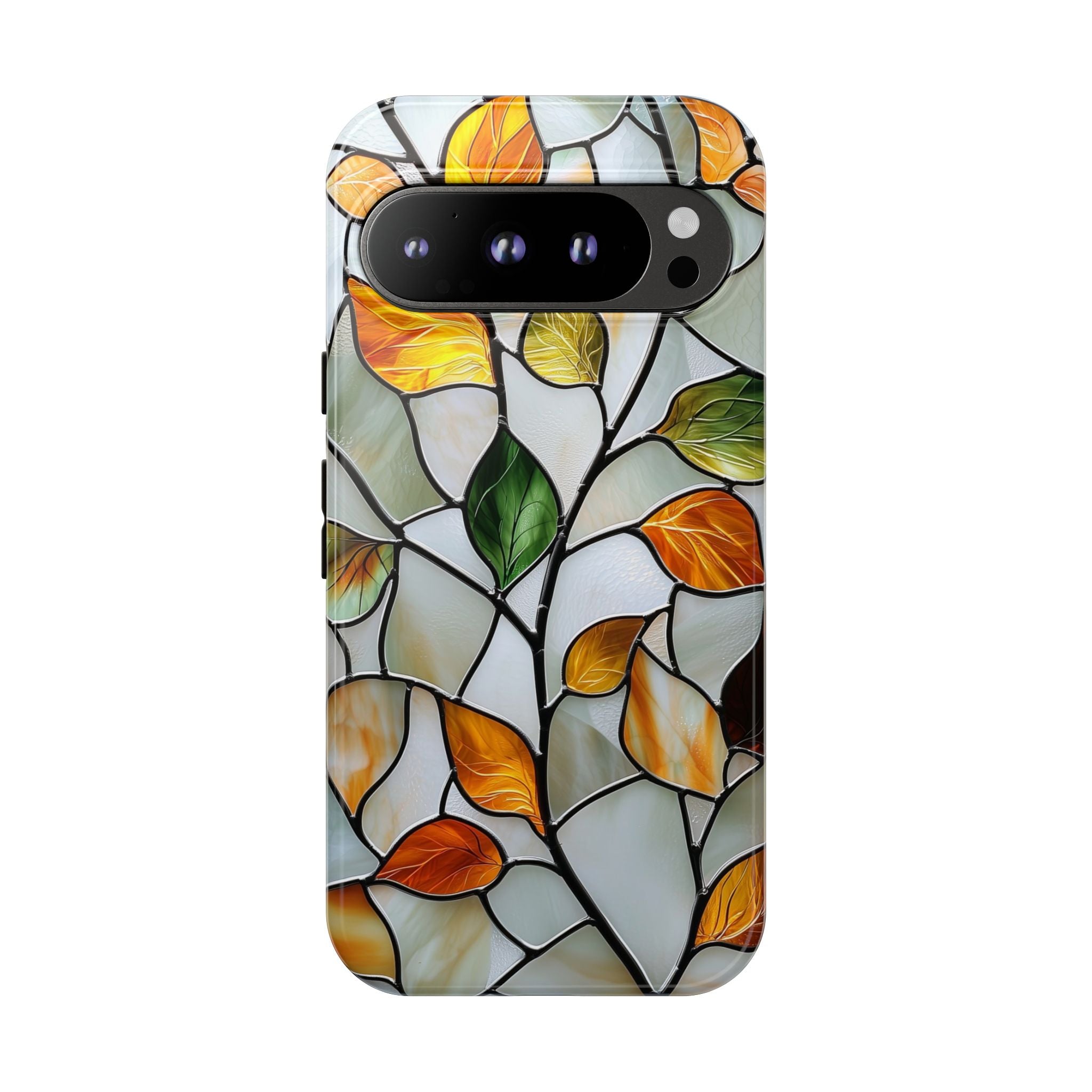 Stained Glass Autumn Leaves Mosaic Google Pixel Case
