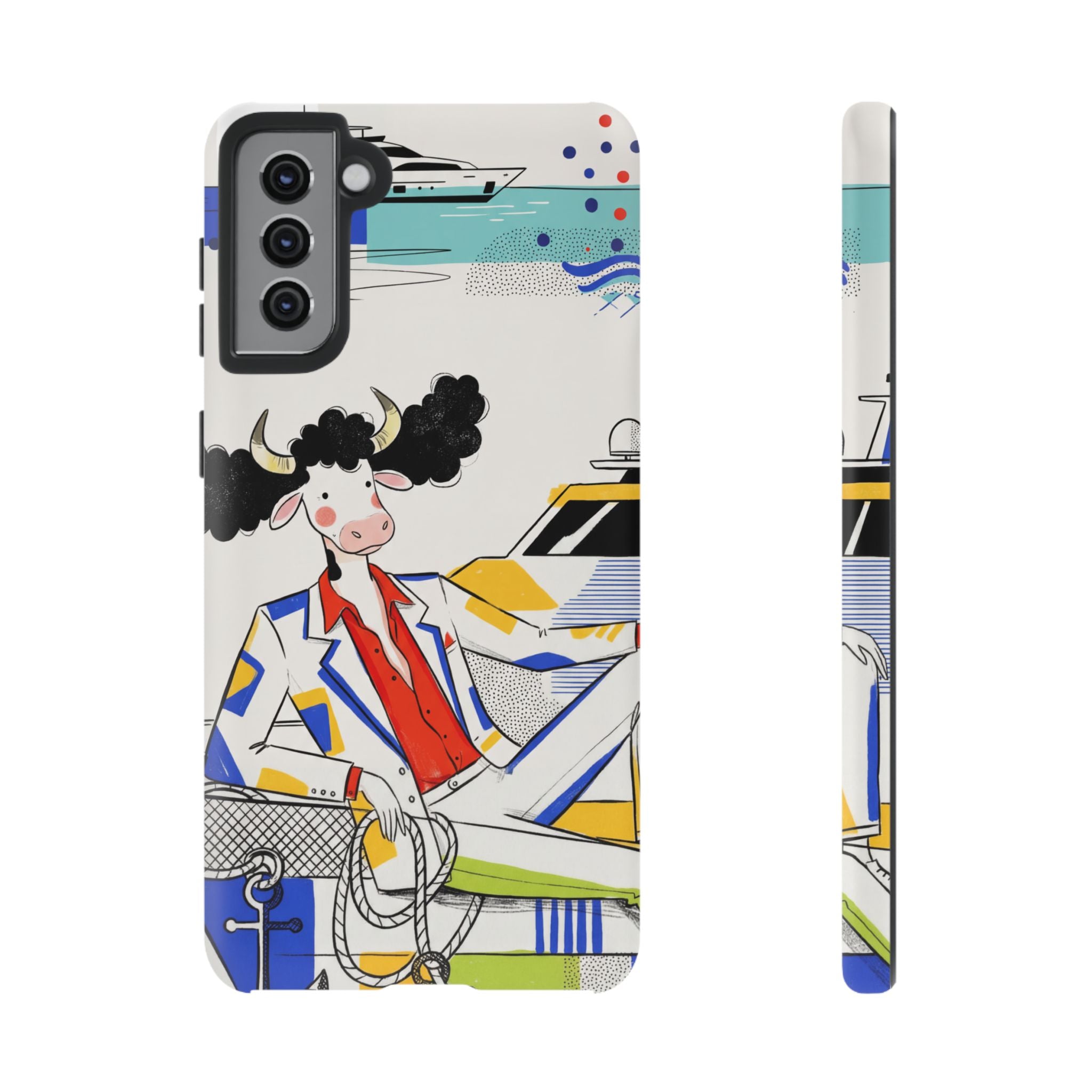 Nautical Cow Graphic Protective Samsung Galaxy Phone Case