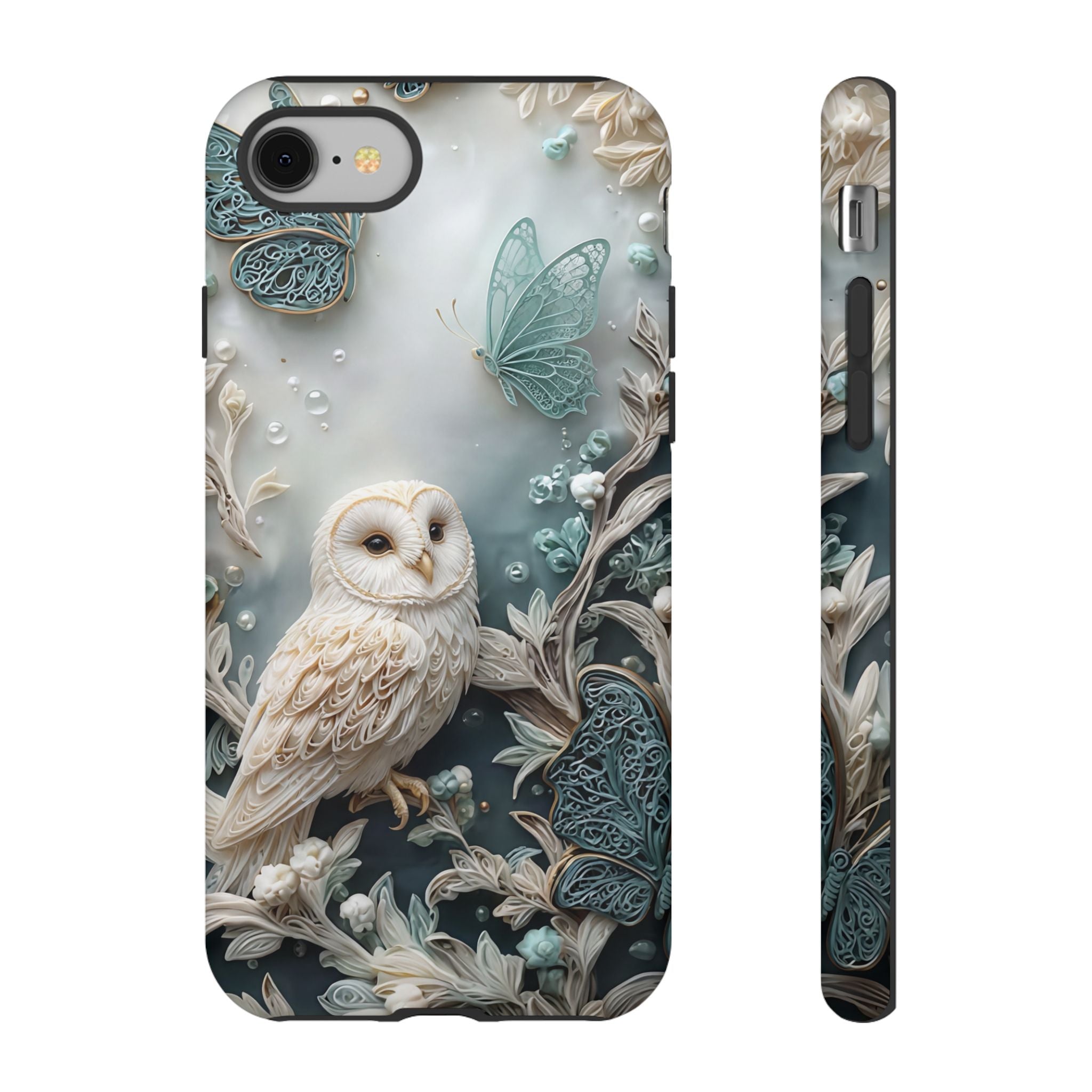 Barn Owl & Butterflies Tough iPhone Case