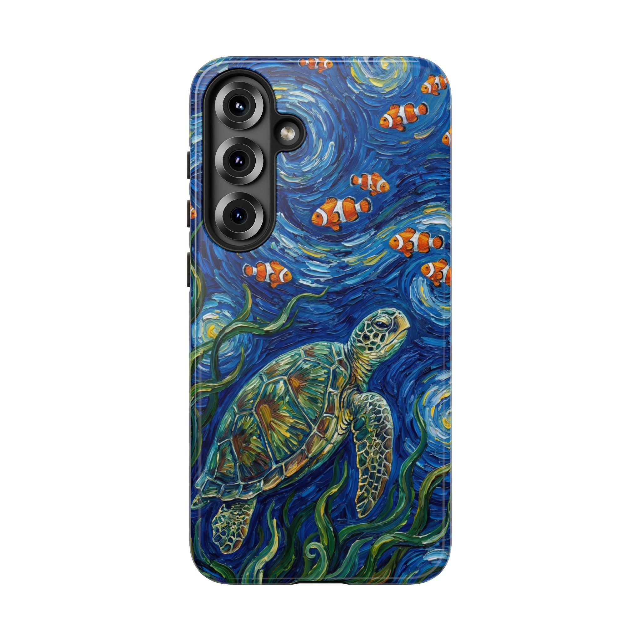 Sea Turtle & Clownfish Tough Samsung Galaxy Case | Van Gogh Style Ocean Art