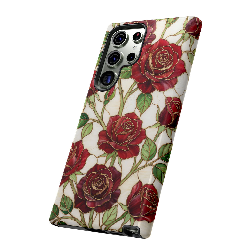 Custodia resistente per Samsung Galaxy con motivo floreale vintage a rosa rossa