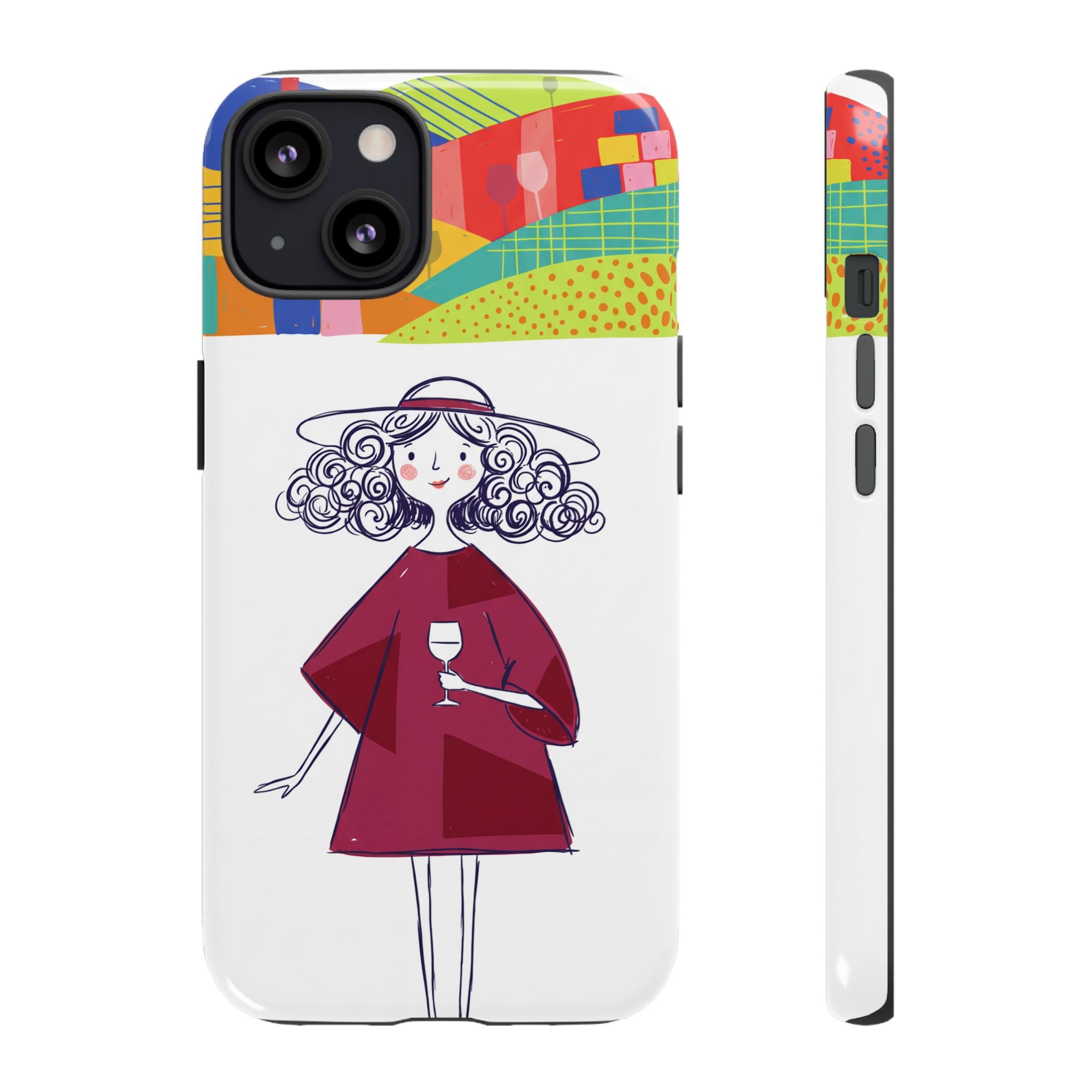 Colourful Artistic Wine Lady iPhone Case