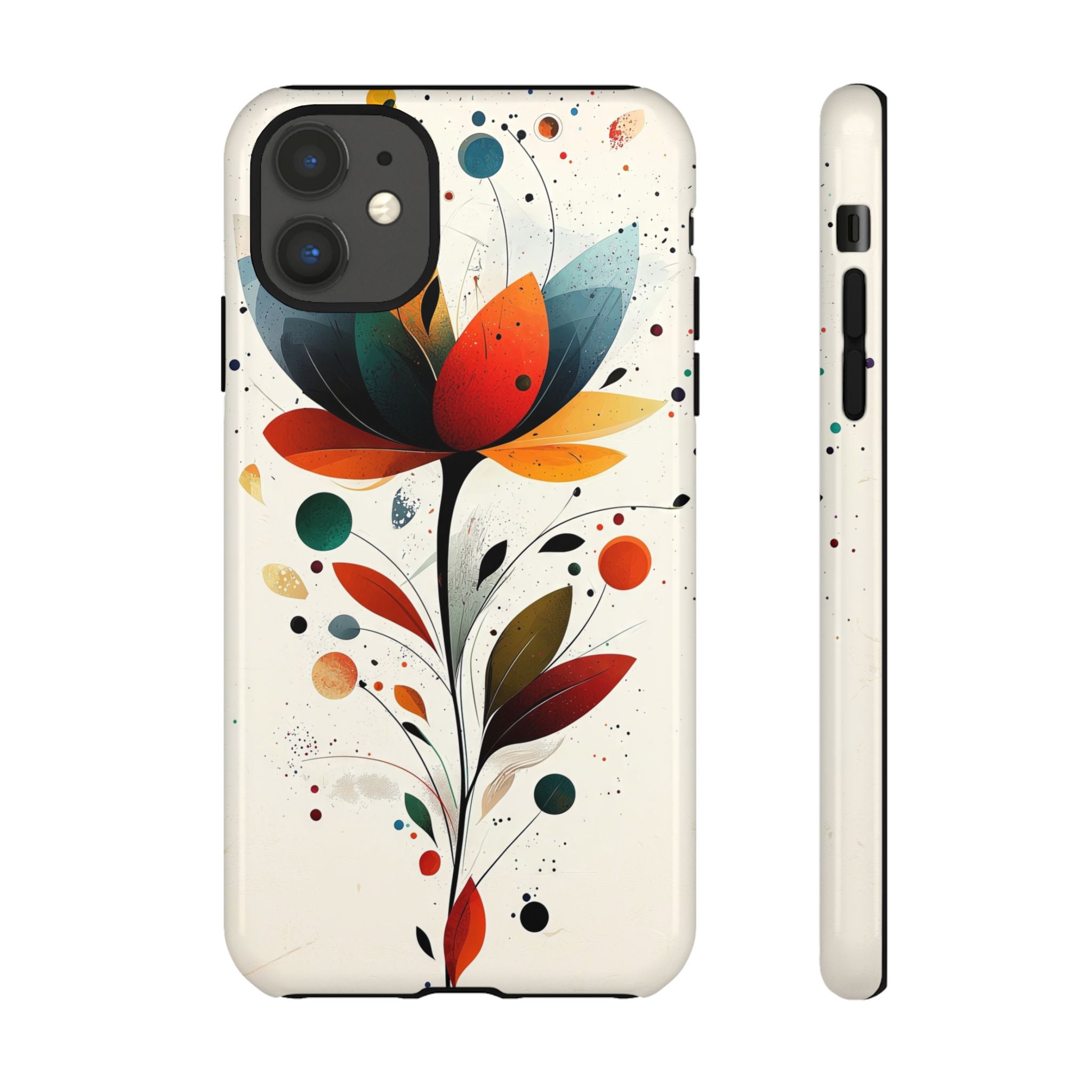 Floral Abstract Tough iPhone Case | Colourful Lotus Art Protective Cover