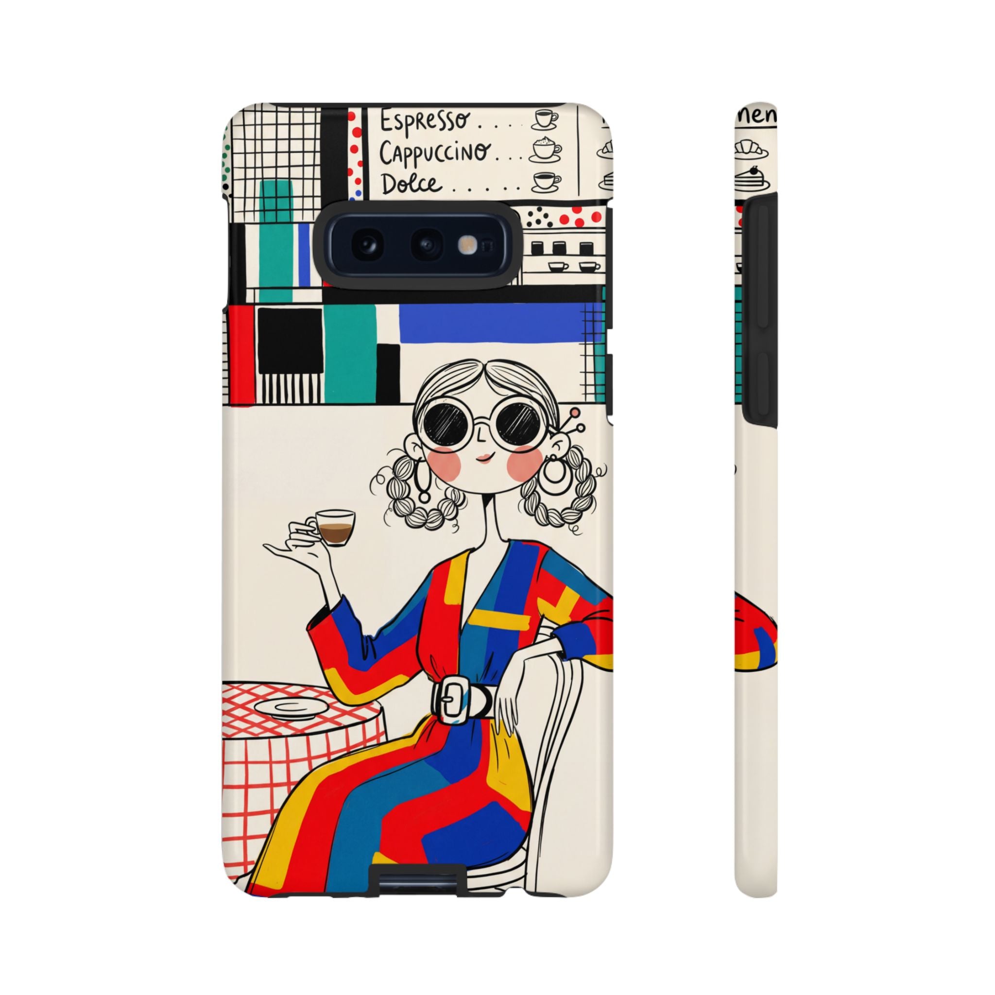 Retro Cafe Samsung Galaxy Phone Case | Colourful Chic Woman Illustration