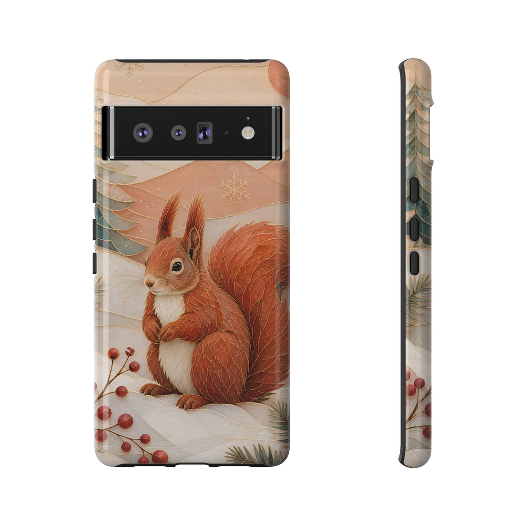 Winter Squirrel Google Pixel Phone Case | Woodland Animal Phone Case