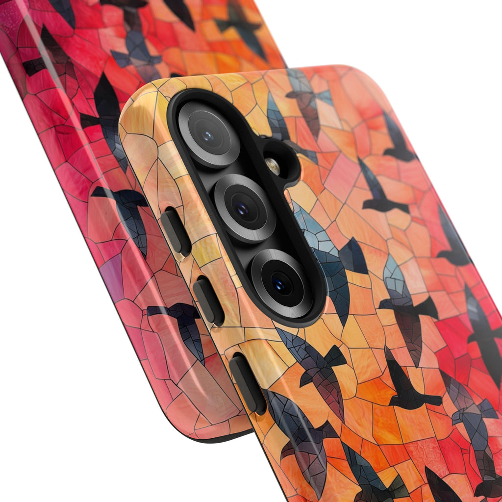 Stained Glass Mosaic Sunset Birds Samsung Galaxy Case