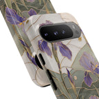 Stained Glass Iris Google Pixel Phone Case | Purple Floral Phone Case