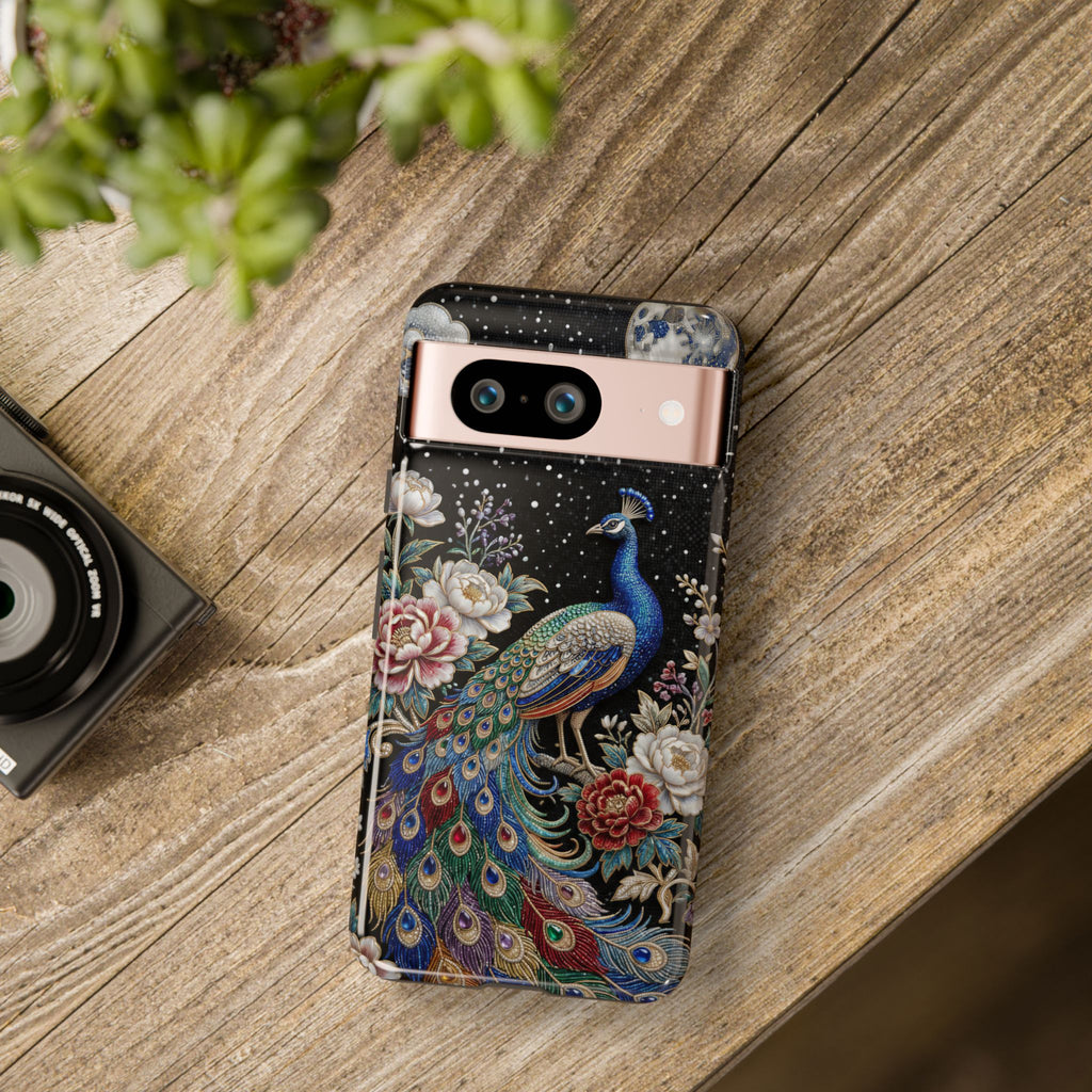 Cover per telefono Google Pixel resistente Peacock Moon | Elegante cover per telefono floreale