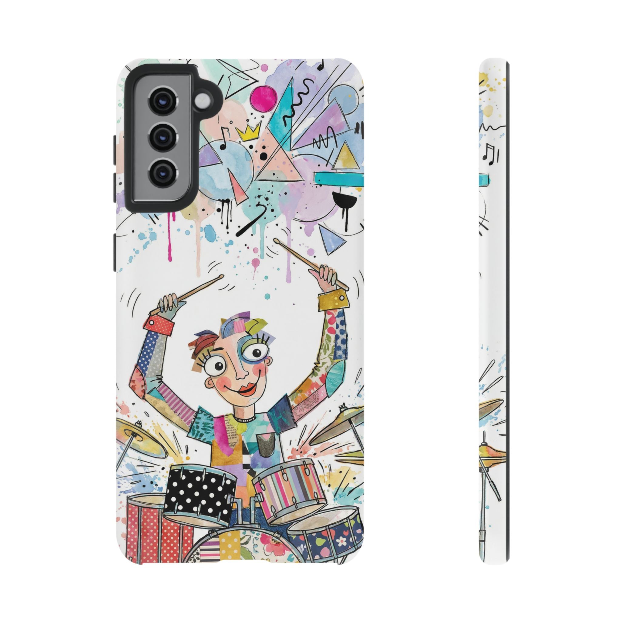 Drummer Boy Samsung Galaxy Phone Case | Colorful Cartoon Drum Kit Protective Cover
