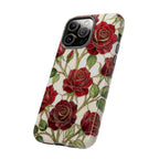 Custodia rigida per iPhone con motivo a rosa rossa — Protezione floreale vintage per iPhone