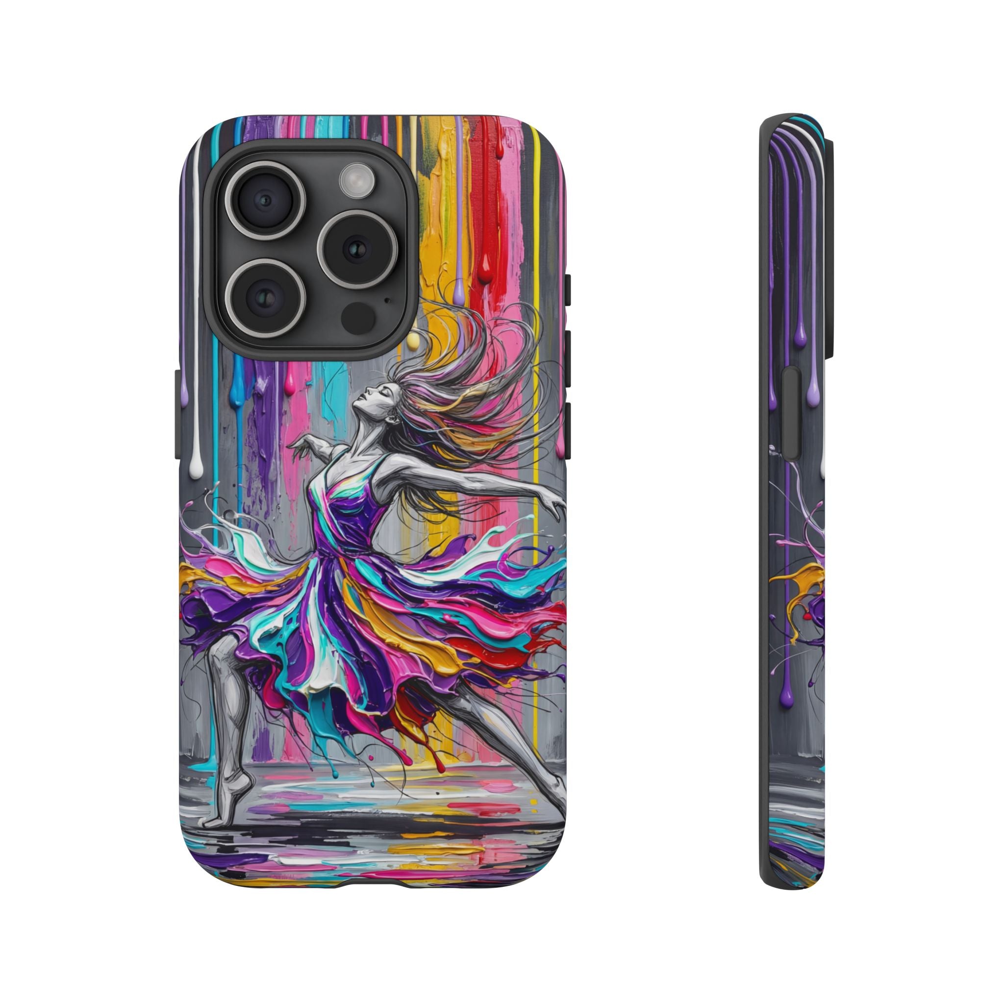 Colorful Dancer Tough iPhone Case | Vibrant Drip Art Protective Cover