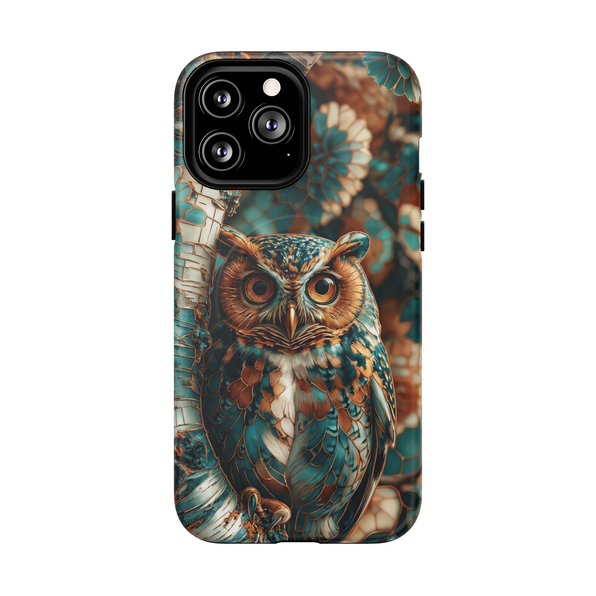 Custodia MagSafe resistente per iPhone con motivo a mosaico gufo