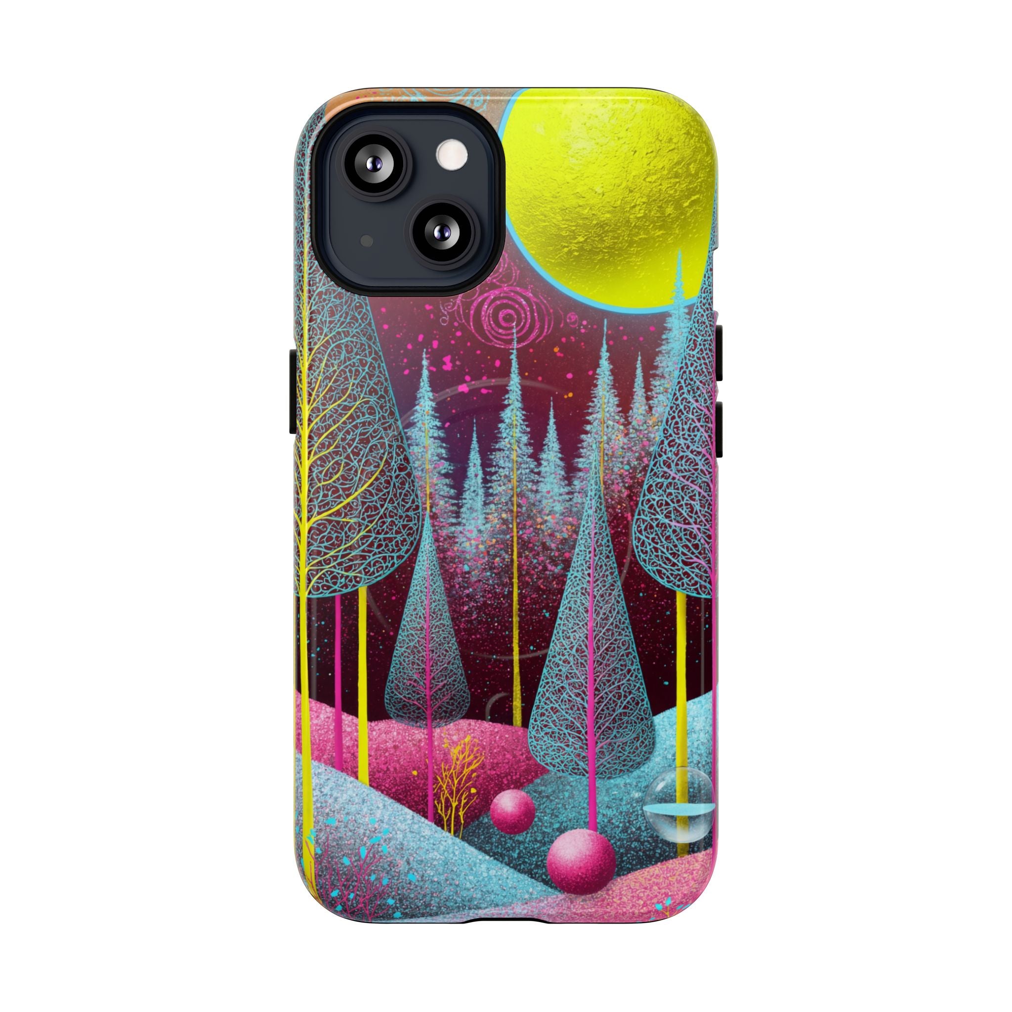Custodia rigida MagSafe per iPhone Neon Forest