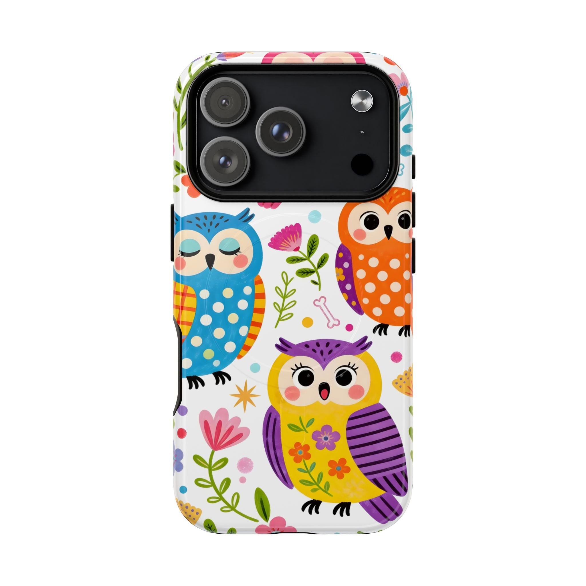 Cute Colorful Owls MagSafe iPhone Case | Cute Owl Pattern Tough Case